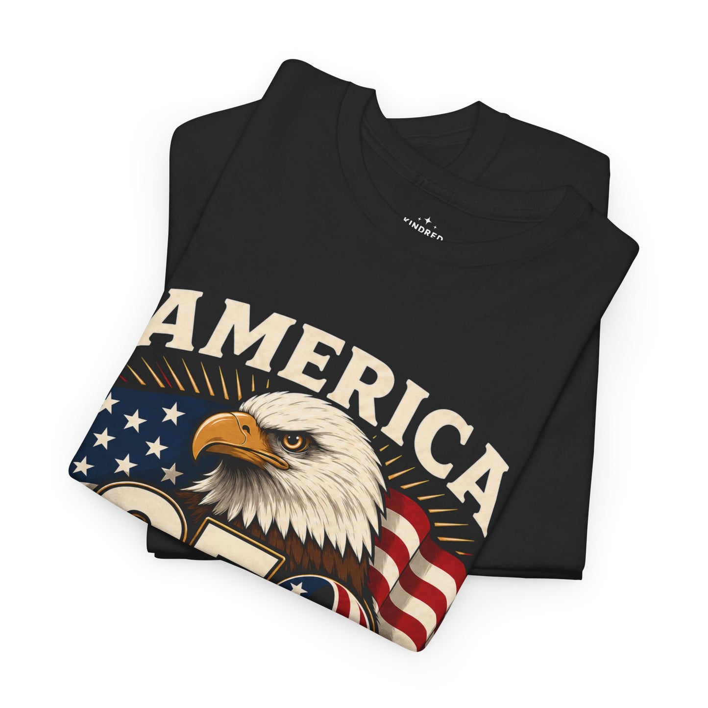 America 250 Years of Freedom Bald Eagle Flag Tee | Patriotic Emblem