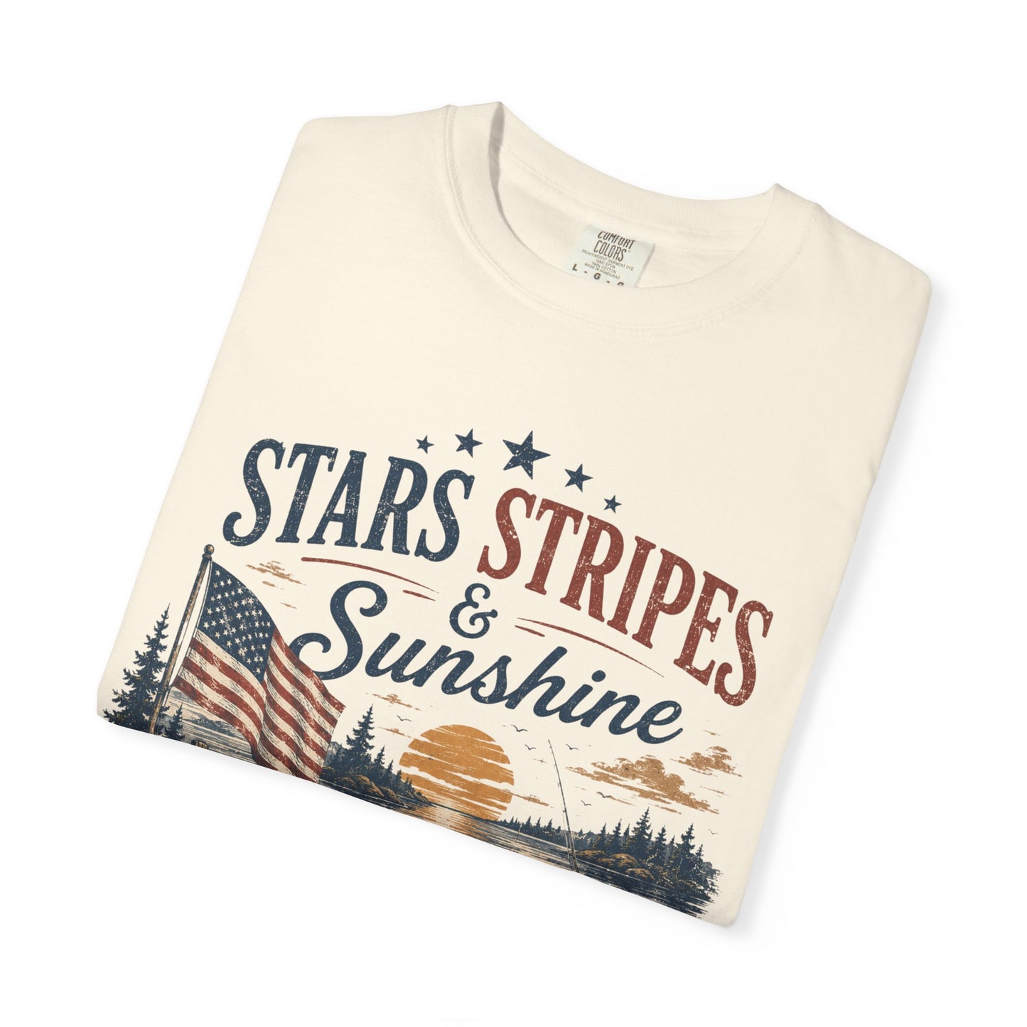 Stars, Stripes & Sunshine T-Shirt Vintage American Lake Cabin Tee