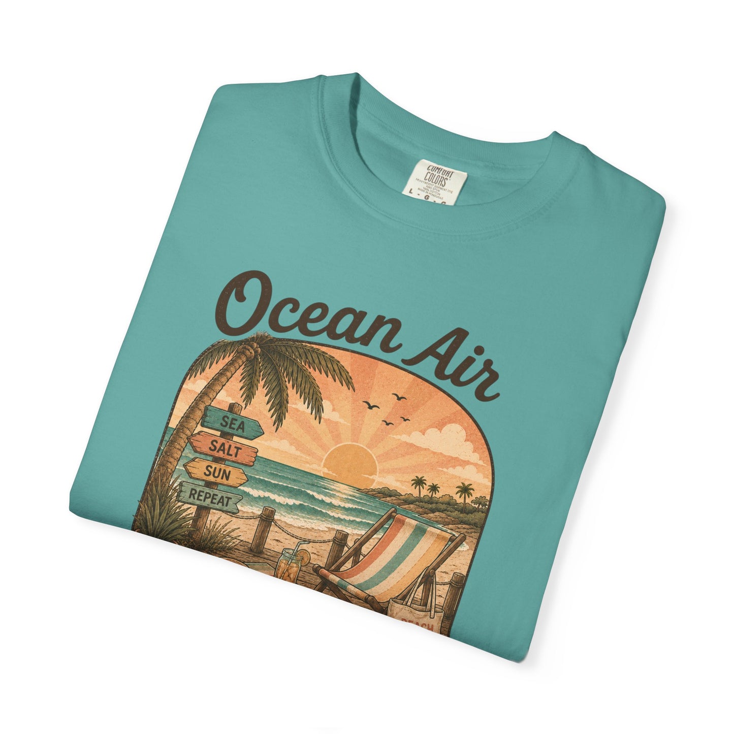 Ocean Air No Worries T-Shirt | Beach Sunset Surf Scene