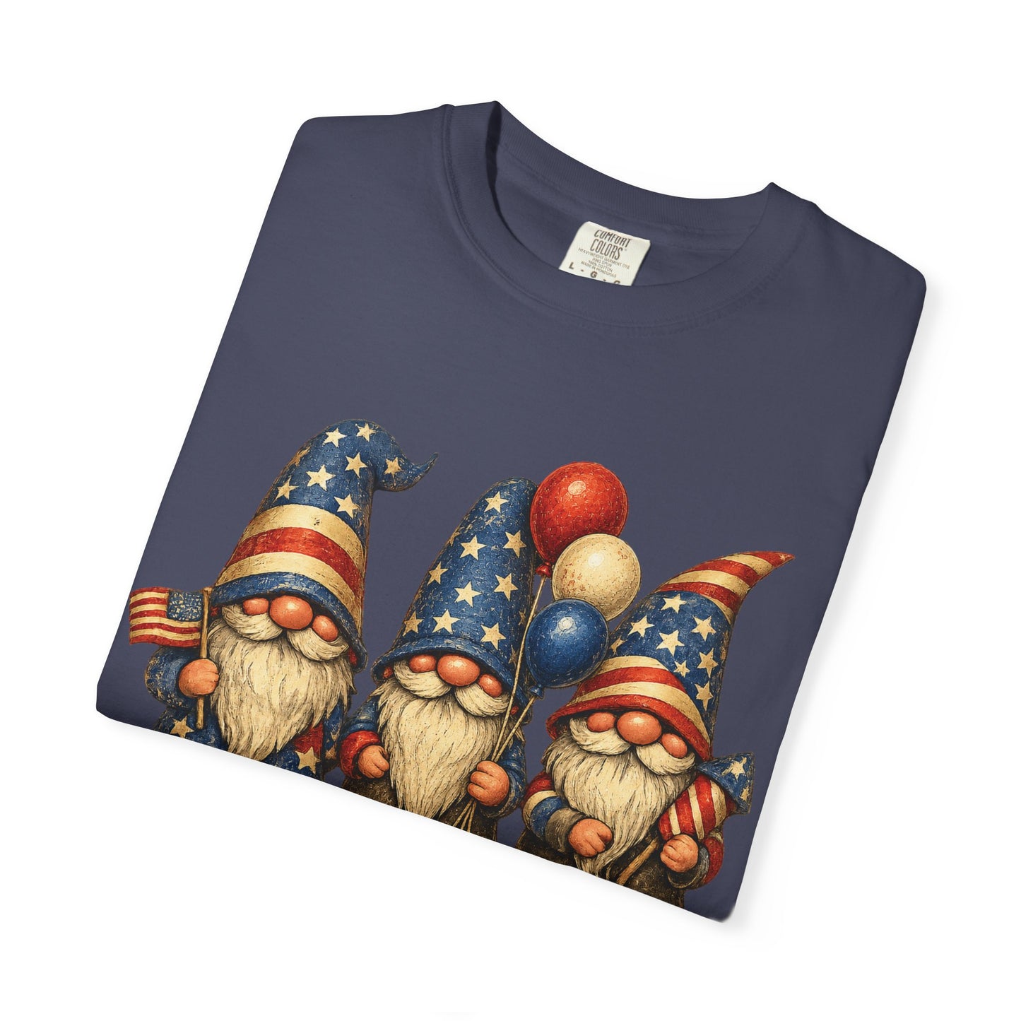 Patriotic Gnome Trio Comfort Colors T-shirt | American Flag Fourth of July
