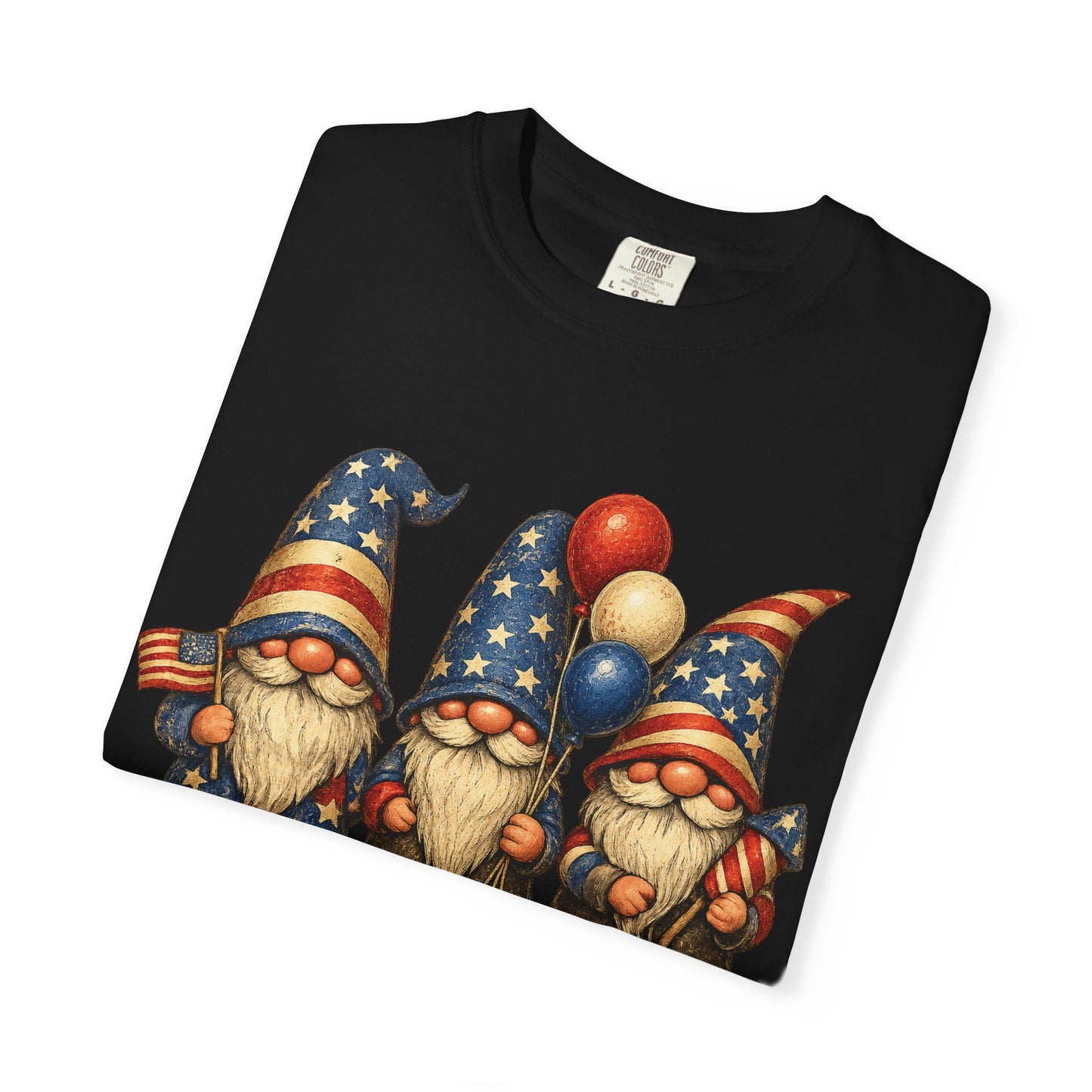 Patriotic Gnome Trio Comfort Colors T-shirt | American Flag Fourth of July