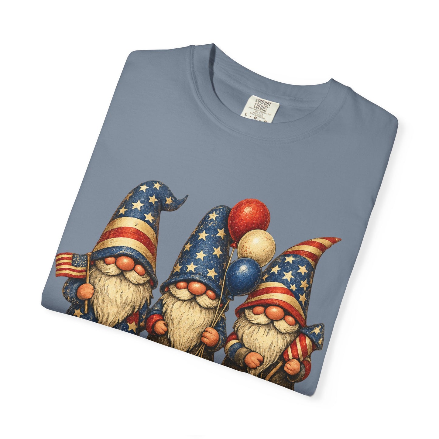 Patriotic Gnome Trio Comfort Colors T-shirt | American Flag Fourth of July
