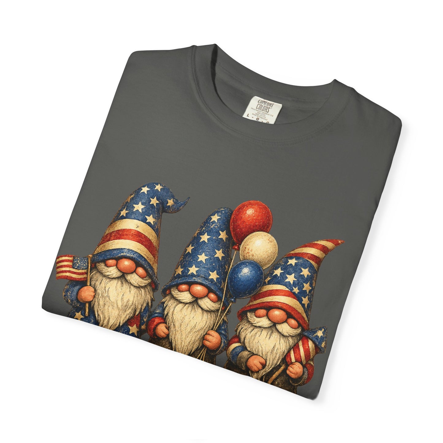 Patriotic Gnome Trio Comfort Colors T-shirt | American Flag Fourth of July
