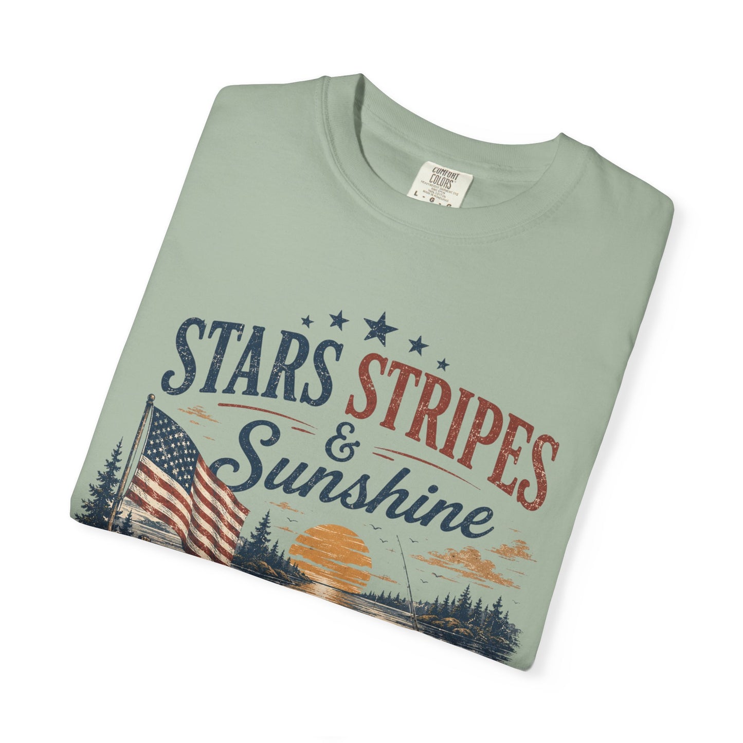 Stars, Stripes & Sunshine T-Shirt Vintage American Lake Cabin Tee