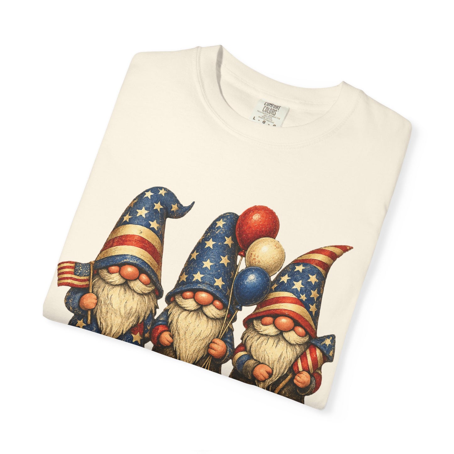 Patriotic Gnome Trio Comfort Colors T-shirt | American Flag Fourth of July