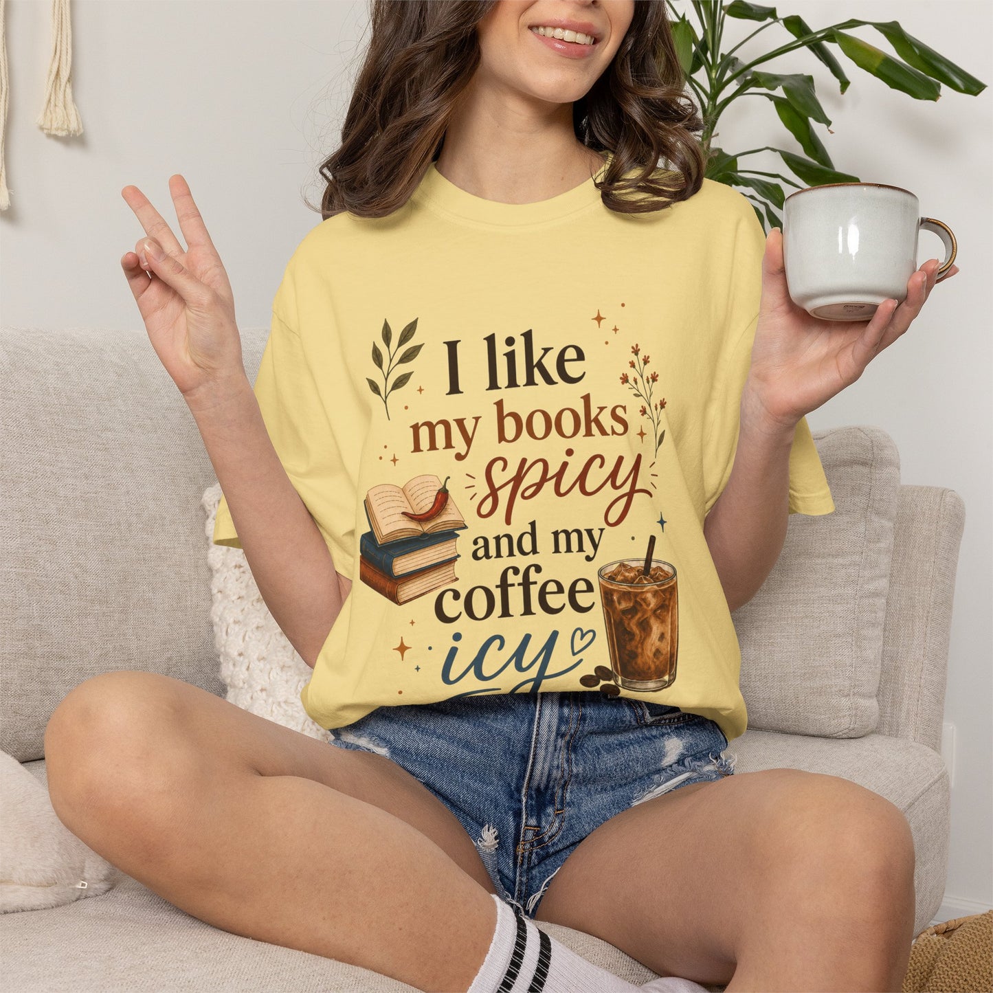 I Like My Books Spicy and My Coffee Icy Shirt, Smut Reader Tee, Romance Reader Gift, Book Lover Tee