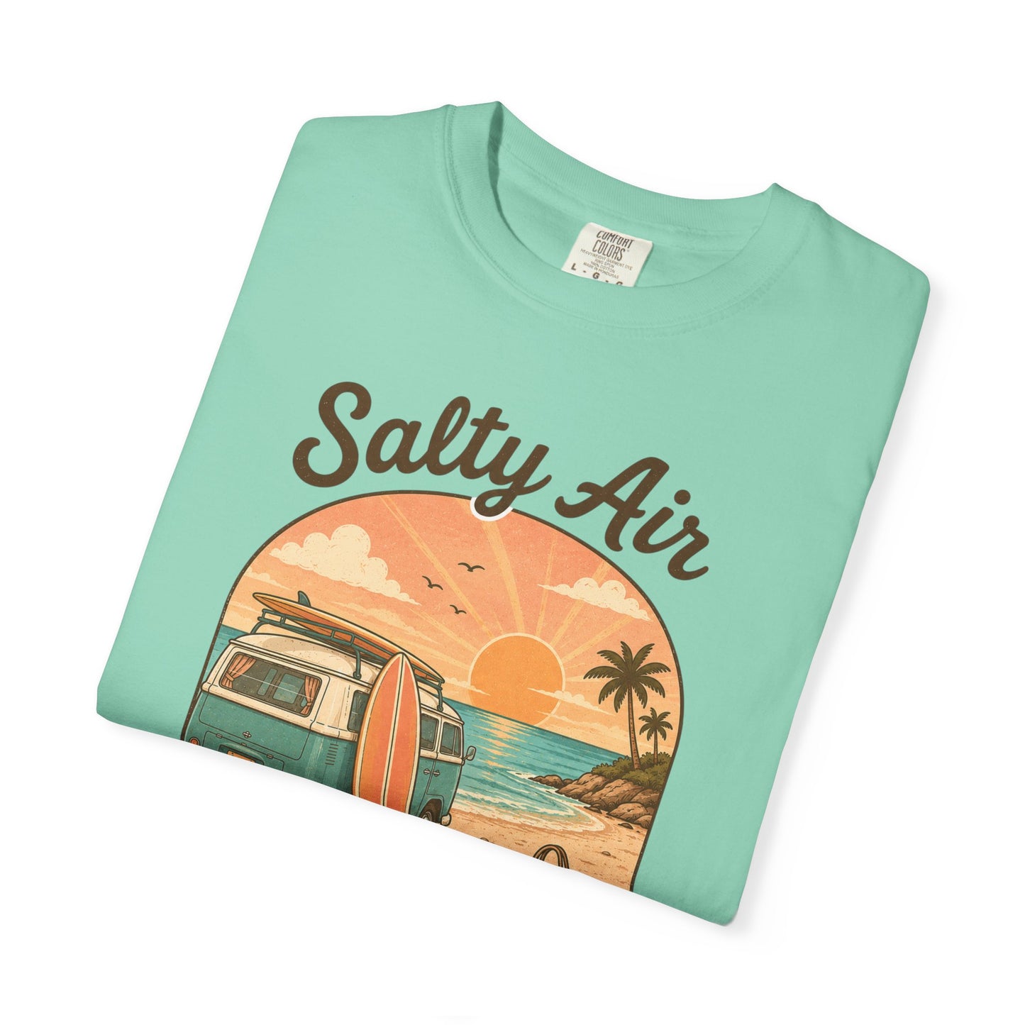Salty Air Sunset State of Mind T-shirt | Vintage Surf Camper Beach Scene