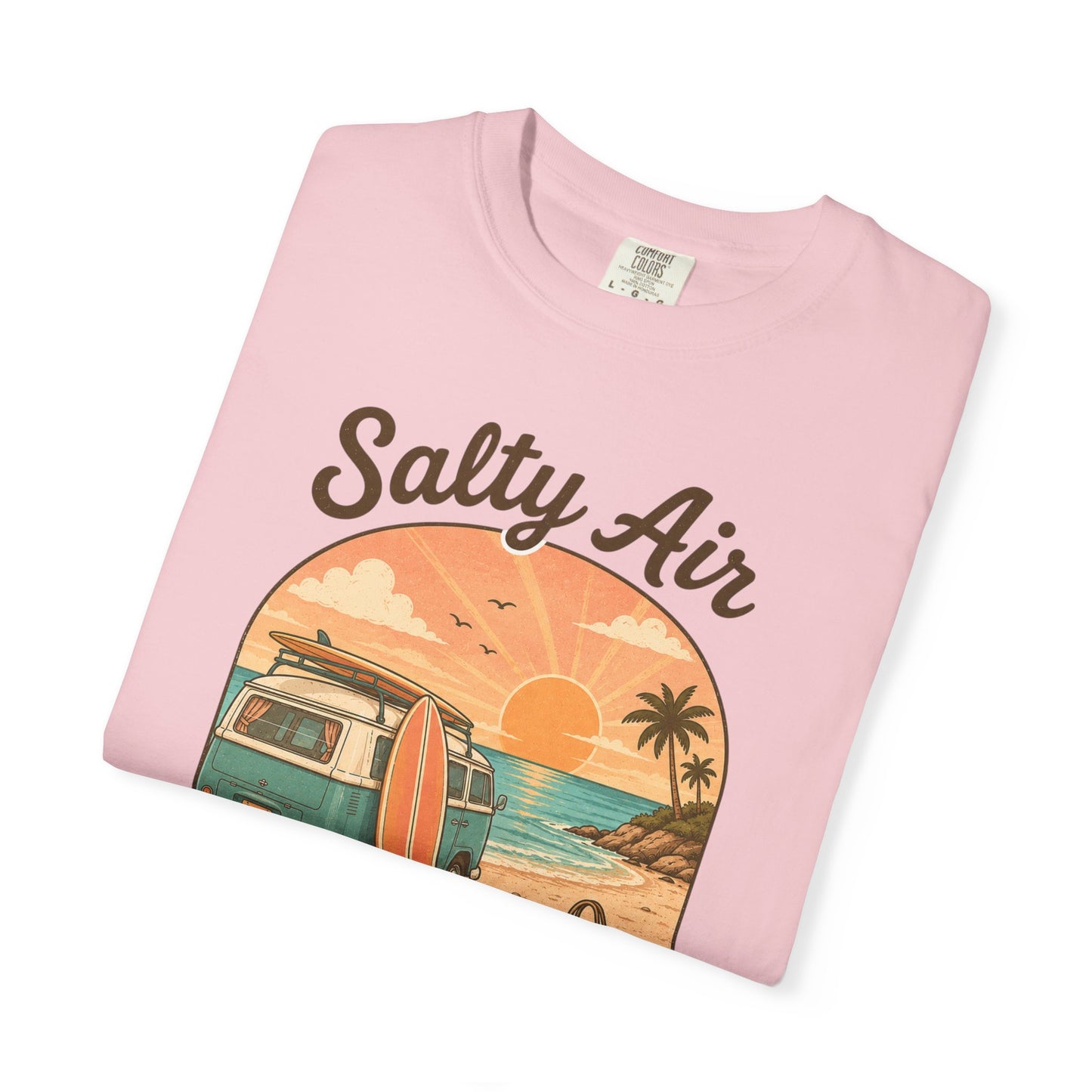 Salty Air Sunset State of Mind T-shirt | Vintage Surf Camper Beach Scene