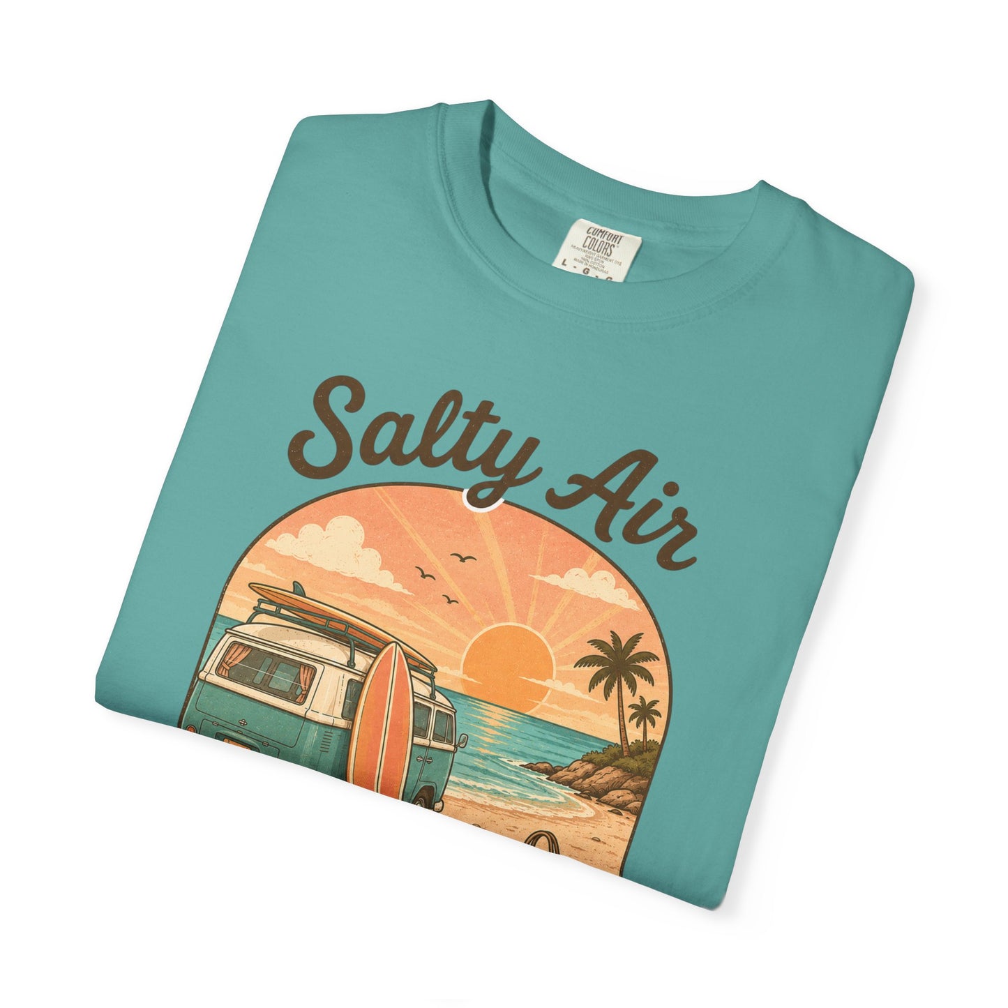 Salty Air Sunset State of Mind T-shirt | Vintage Surf Camper Beach Scene