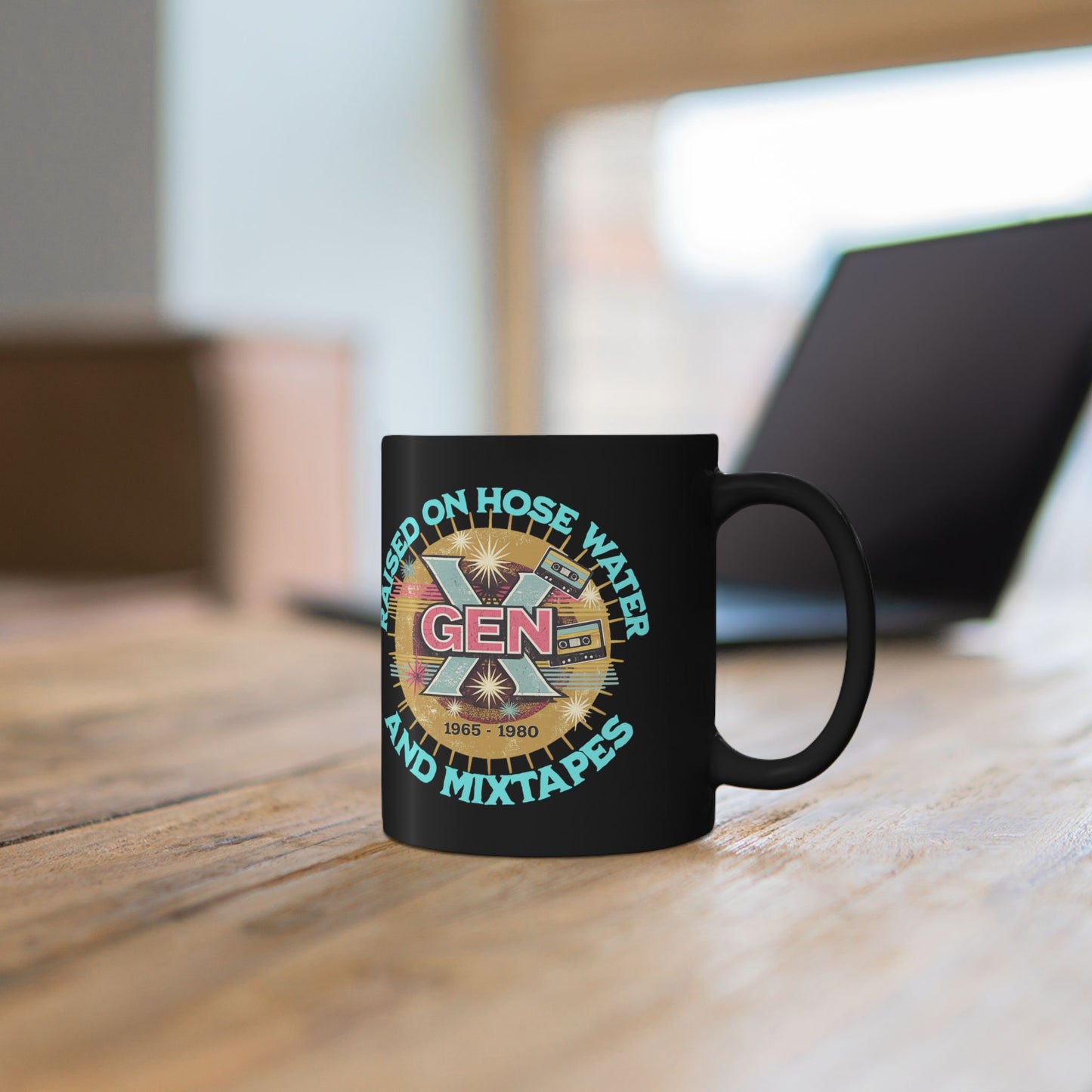 Raised on Hose Water and Mixtapes Mug | Black Ceramic Mug