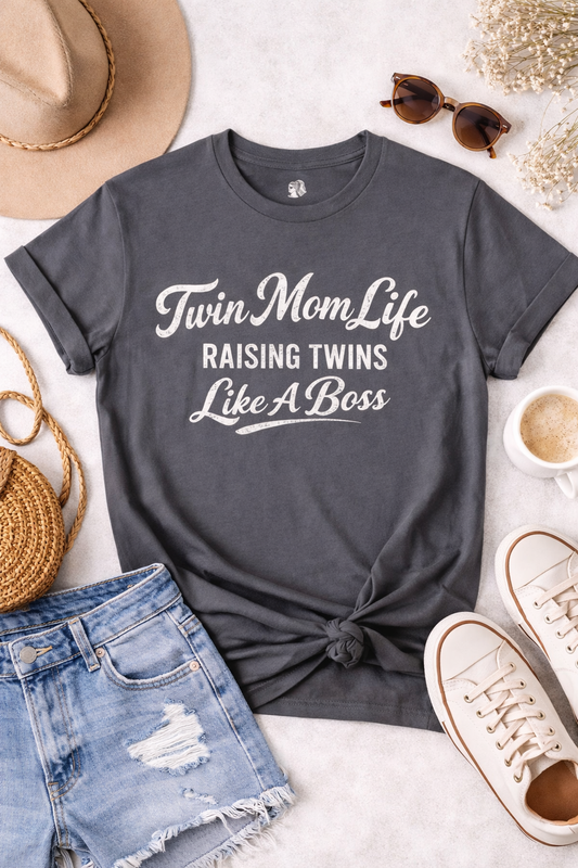 Twin Mom Life Raising Twins Like A Boss Tee | Mom of Twins Shirt