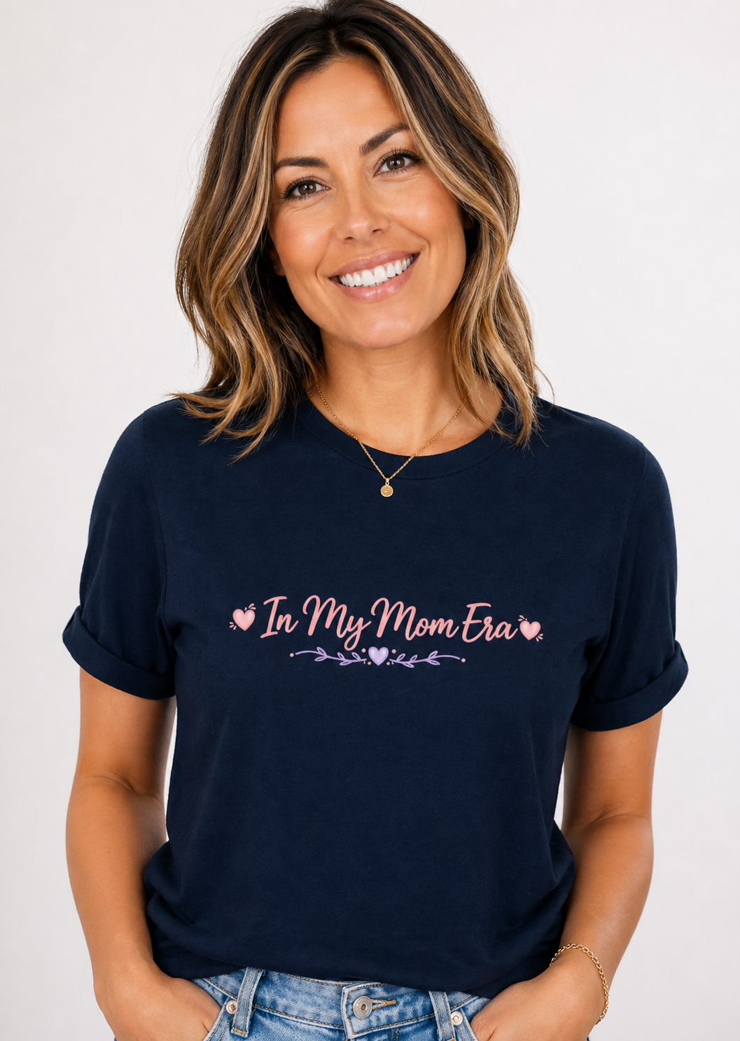 In My Mom Era T-Shirt | Feminine Script, Pastel Hearts, Mom Life Tee