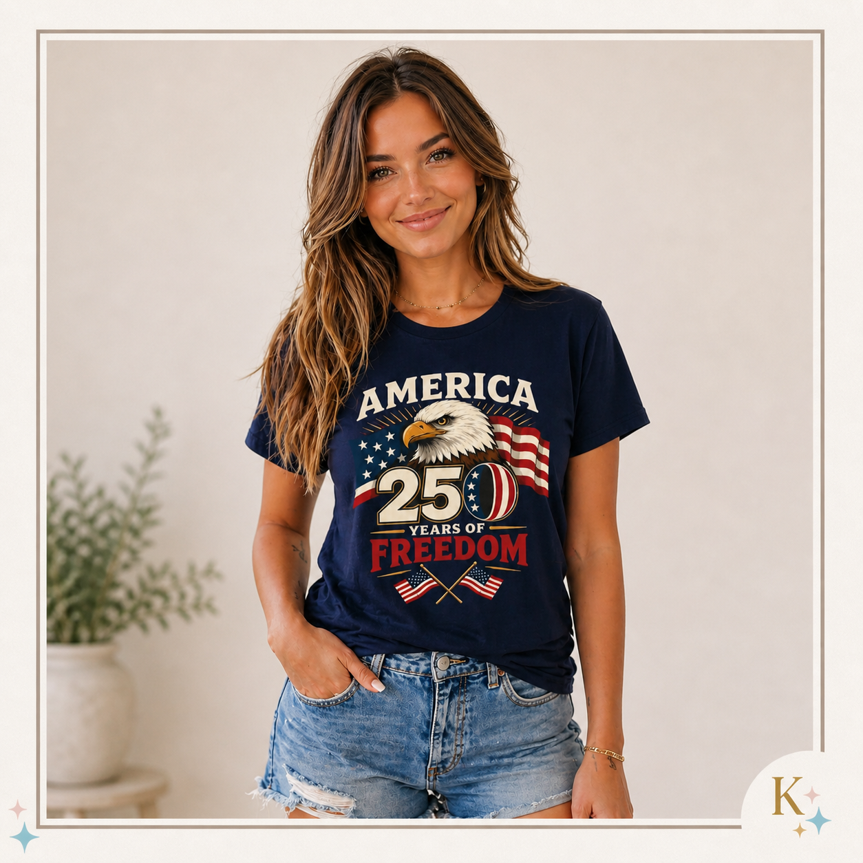 America 250 Years of Freedom Bald Eagle Flag Tee | Patriotic Emblem