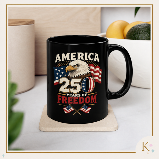 America 250 Years of Freedom Eagle Flag Mug | Anniversary Coffee Cup
