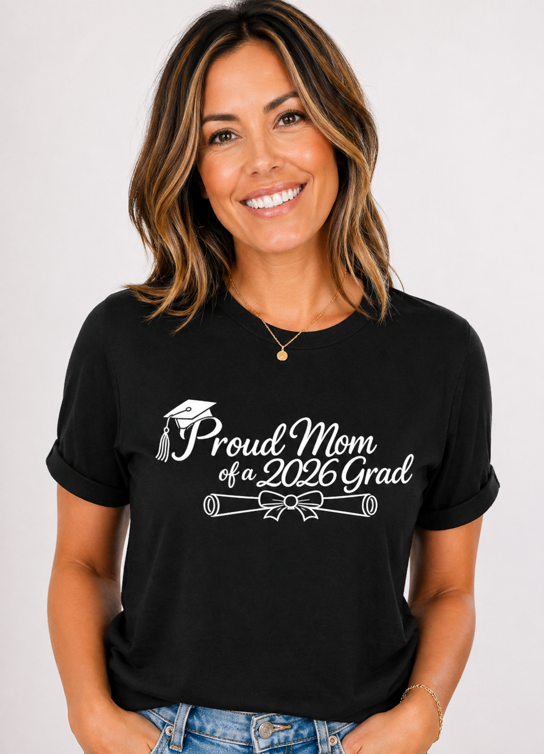 Proud Mom of a 2026 Grad T-Shirt | Graduation Mom Tee, Cap & Diploma Design