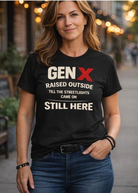 Gen X Raised Outside Still Here T-Shirt | Retro 80s 90s Nostalgia Tee