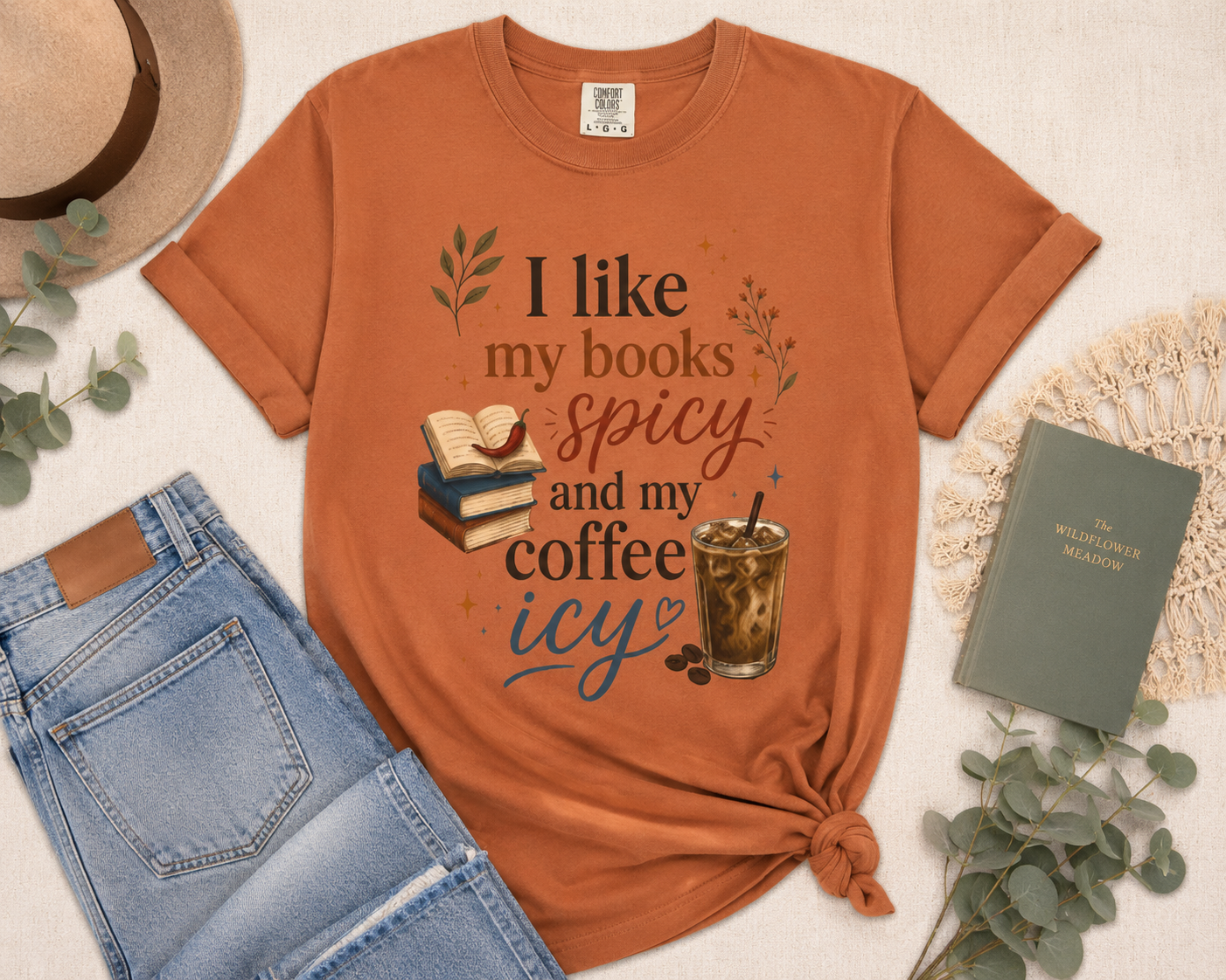 I Like My Books Spicy and My Coffee Icy Shirt, Smut Reader Tee, Romance Reader Gift, Book Lover Tee