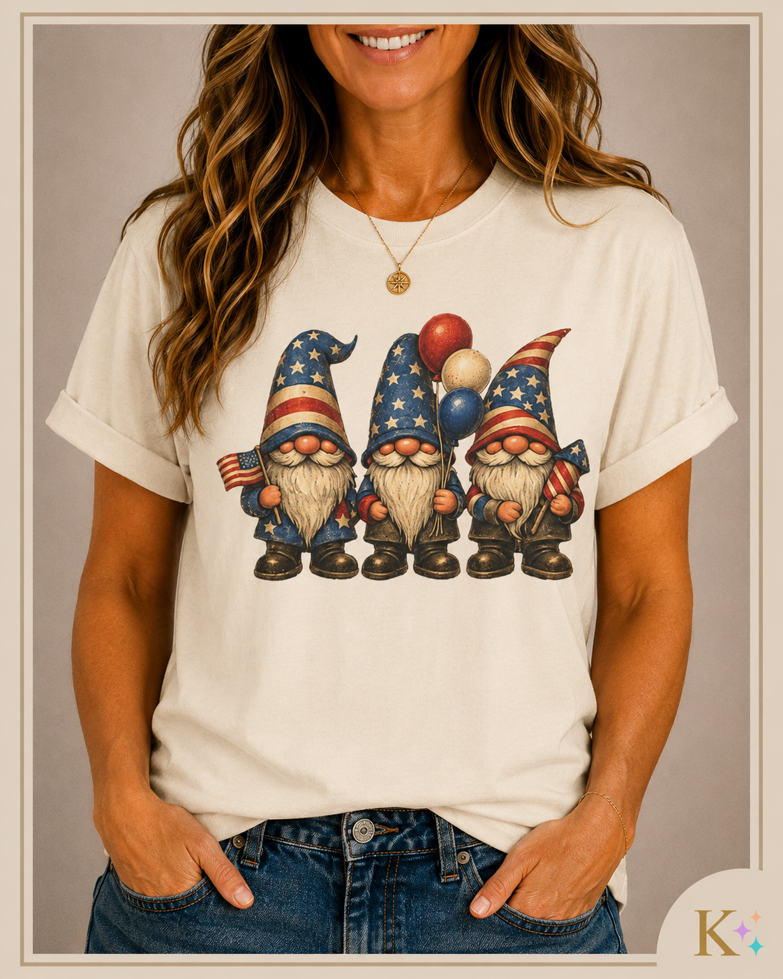 Patriotic Gnome Trio Comfort Colors T-shirt | American Flag Fourth of July