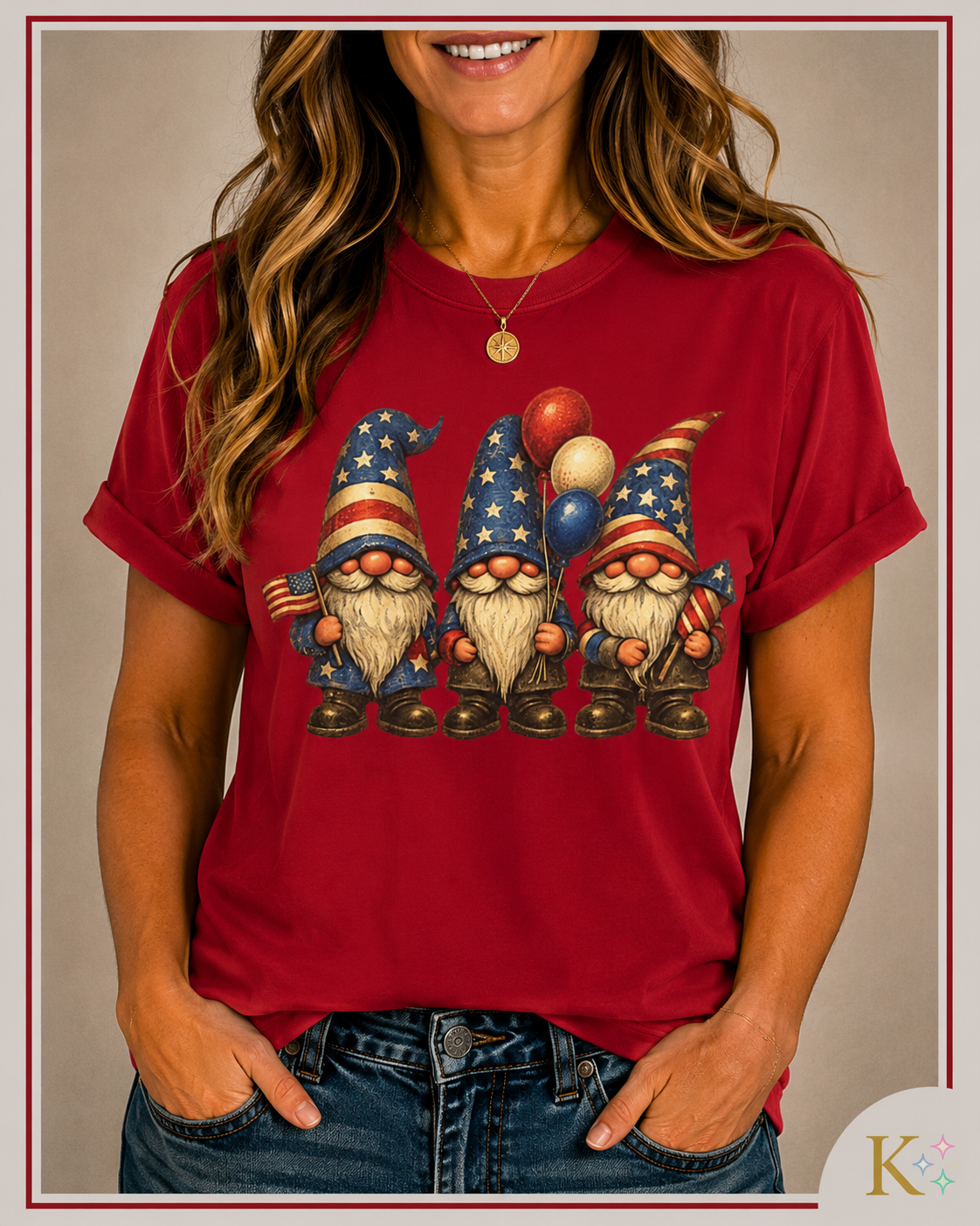 Patriotic Gnome Trio Comfort Colors T-shirt | American Flag Fourth of July
