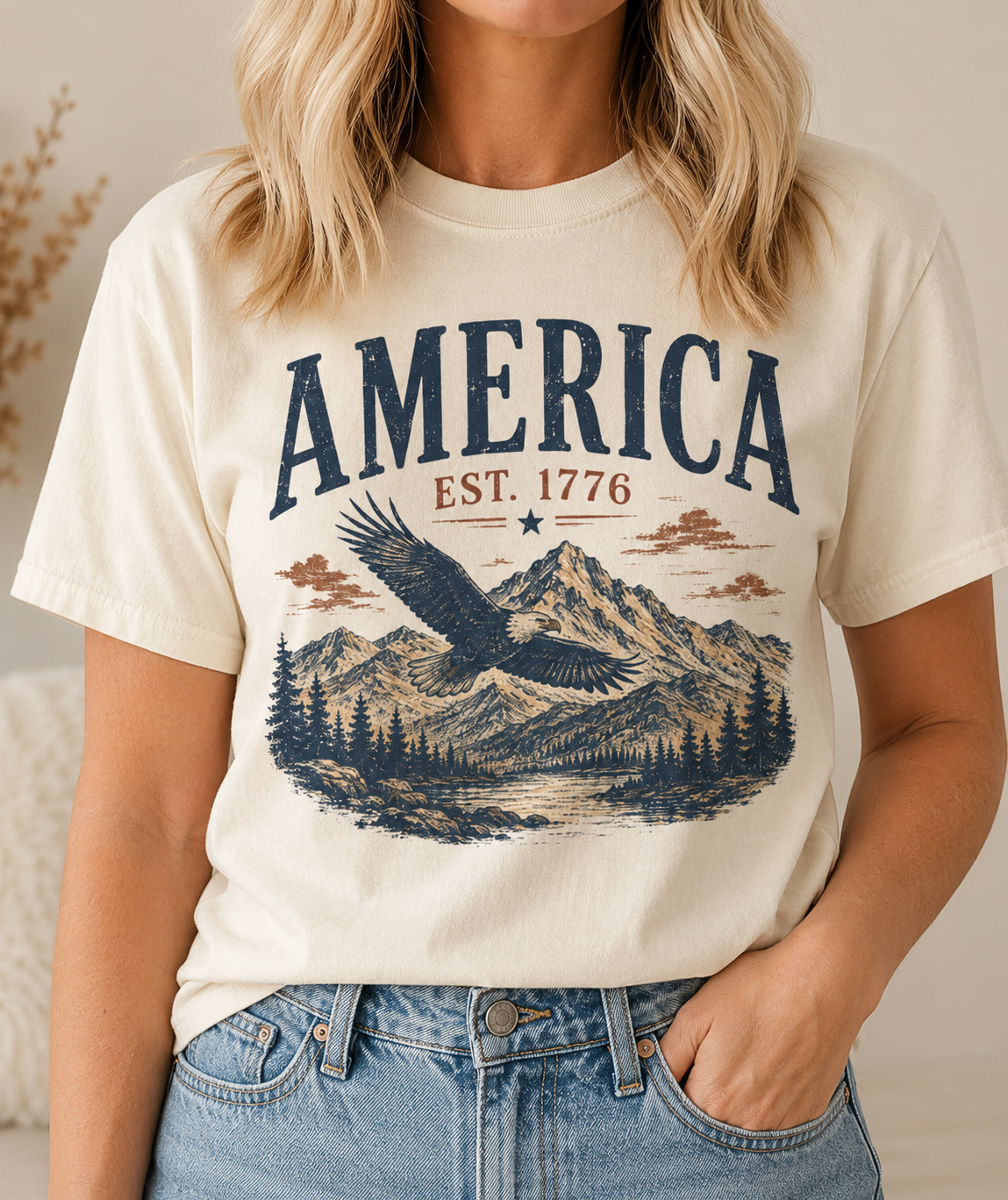 America Eagle Mountain T-Shirt – Est. 1776 Patriotic Outdoor Tee