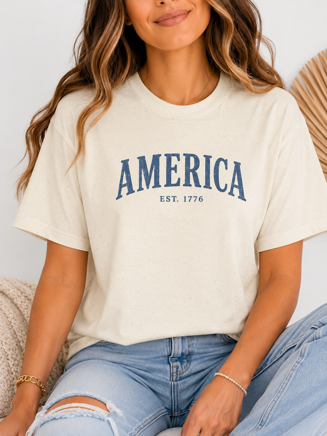America arched text T-Shirt | EST. 1776, Patriotic USA tee