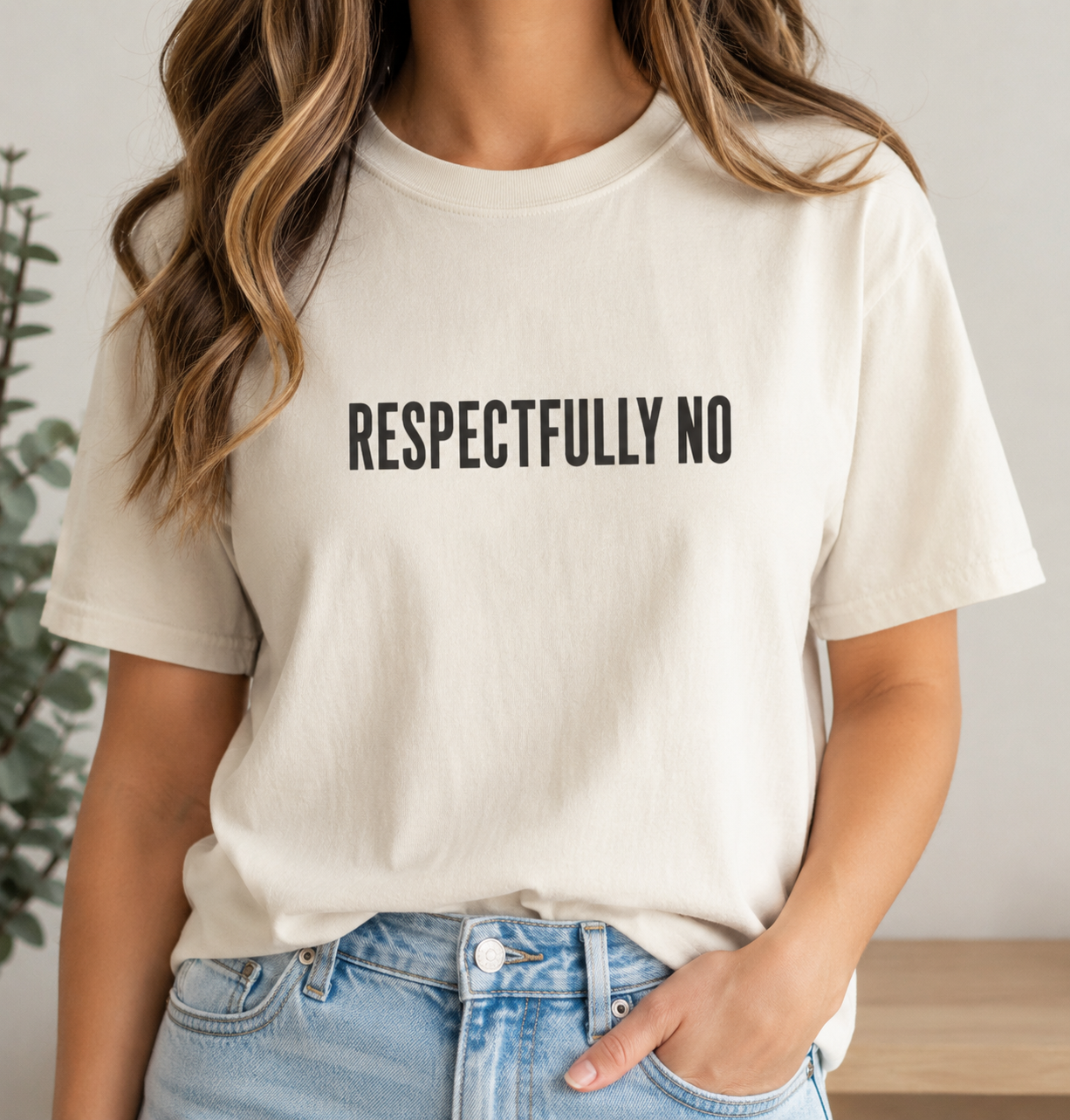 Respectfully No Comfort Colors T-shirt | Minimal Text Tee, Slogan Shirt
