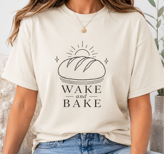 Wake and Bake Bread Comfort Colors T-Shirt Sunrise Loaf Baking Tee