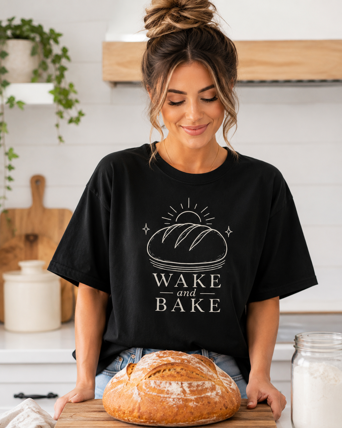 Wake and Bake Bread Comfort Colors T-Shirt Sunrise Loaf Baking Tee