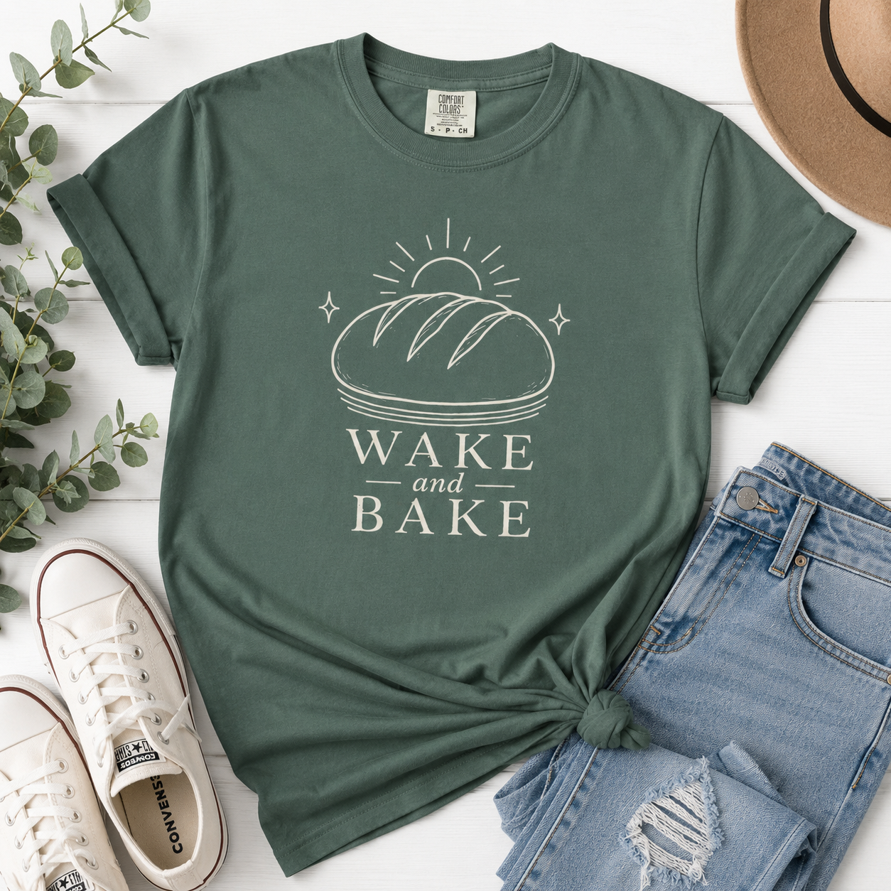 Wake and Bake Bread Comfort Colors T-Shirt Sunrise Loaf Baking Tee