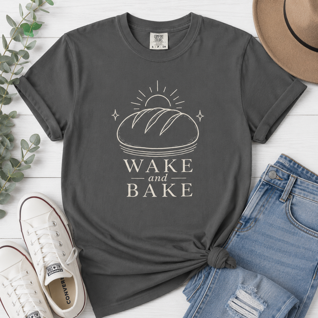Wake and Bake Bread Comfort Colors T-Shirt Sunrise Loaf Baking Tee