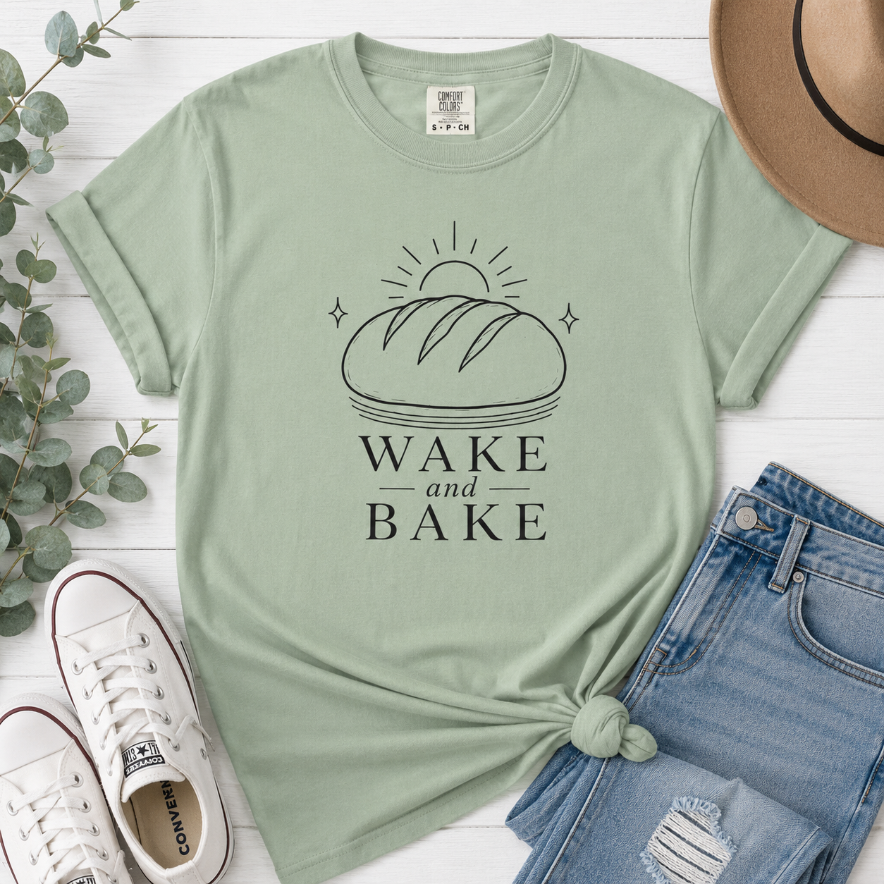 Wake and Bake Bread Comfort Colors T-Shirt Sunrise Loaf Baking Tee