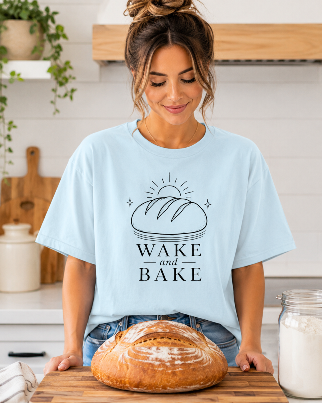 Wake and Bake Bread Comfort Colors T-Shirt Sunrise Loaf Baking Tee