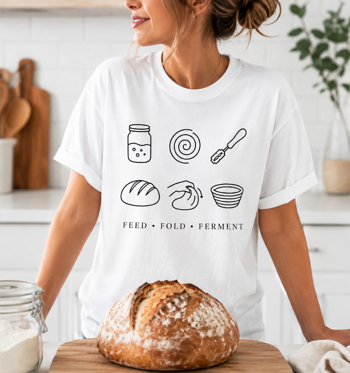 Sourdough Baker Shirt Feed Fold Ferment Bread Baking Tee