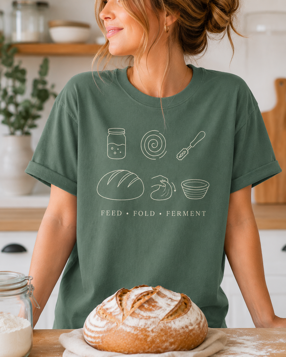 Sourdough Baker Shirt Feed Fold Ferment Bread Baking Tee