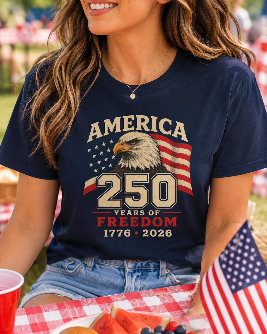 America 250 Years of Freedom T-Shirt | Bald Eagle, American Flag, 1776-2026