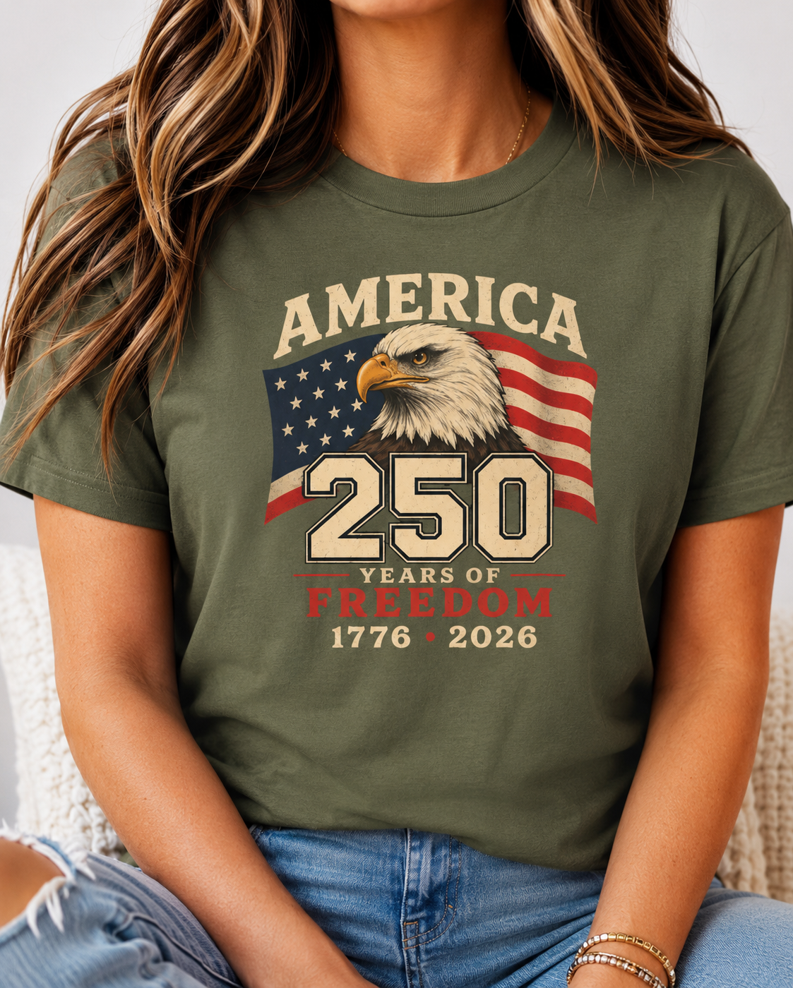 America 250 Years of Freedom T-Shirt | Bald Eagle, American Flag, 1776-2026