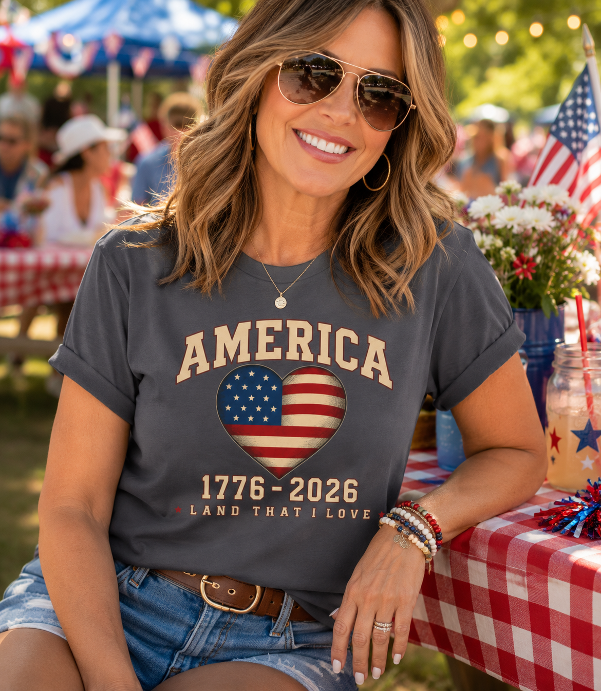 America 250 Shirt, Patriotic Heart Shirt, Land That I Love Tee, USA 1776 2026 Shirt, Fourth of July Shirt, Americana Graphic Tee