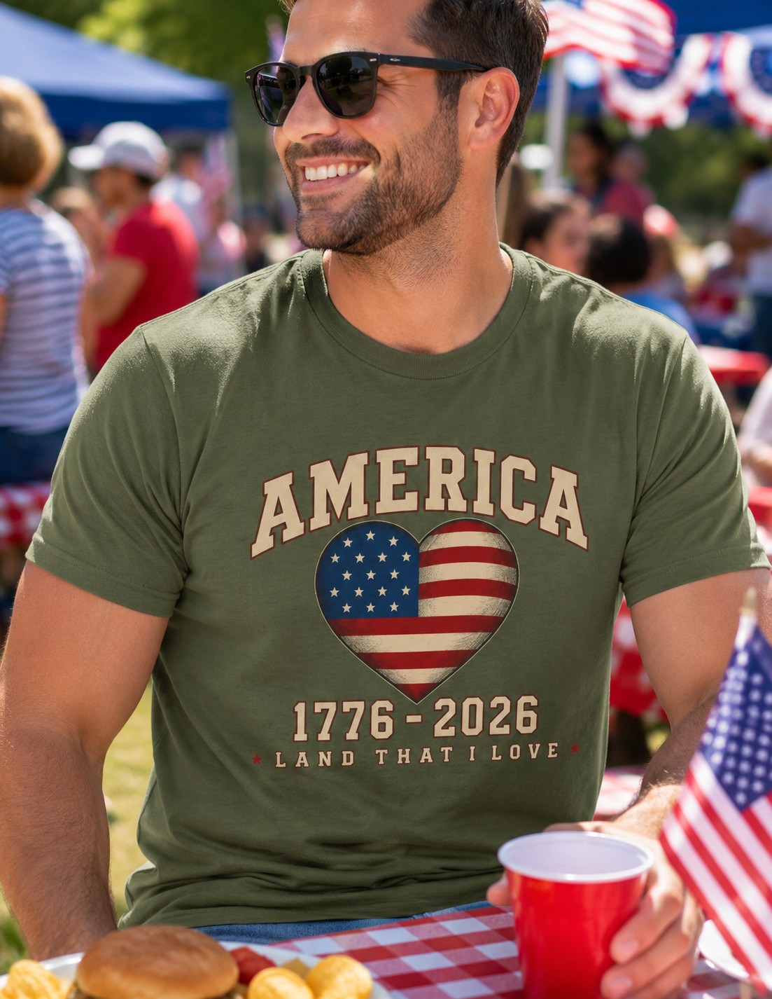America 250 Shirt, Patriotic Heart Shirt, Land That I Love Tee, USA 1776 2026 Shirt, Fourth of July Shirt, Americana Graphic Tee