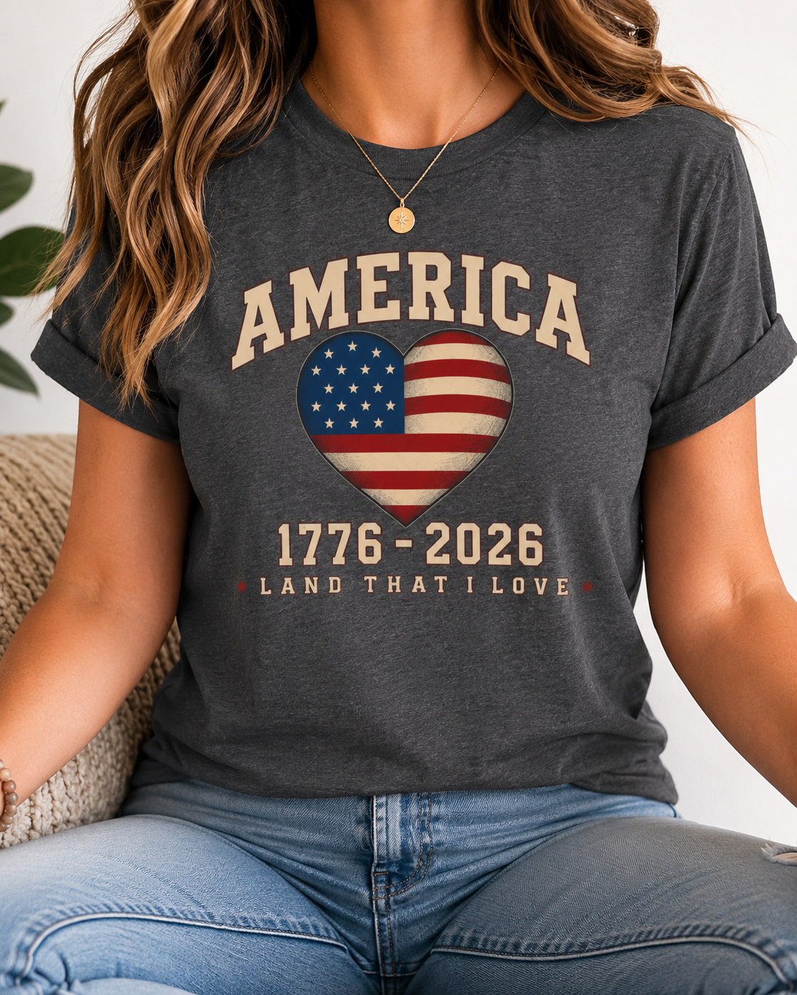 America 250 Shirt, Patriotic Heart Shirt, Land That I Love Tee, USA 1776 2026 Shirt, Fourth of July Shirt, Americana Graphic Tee