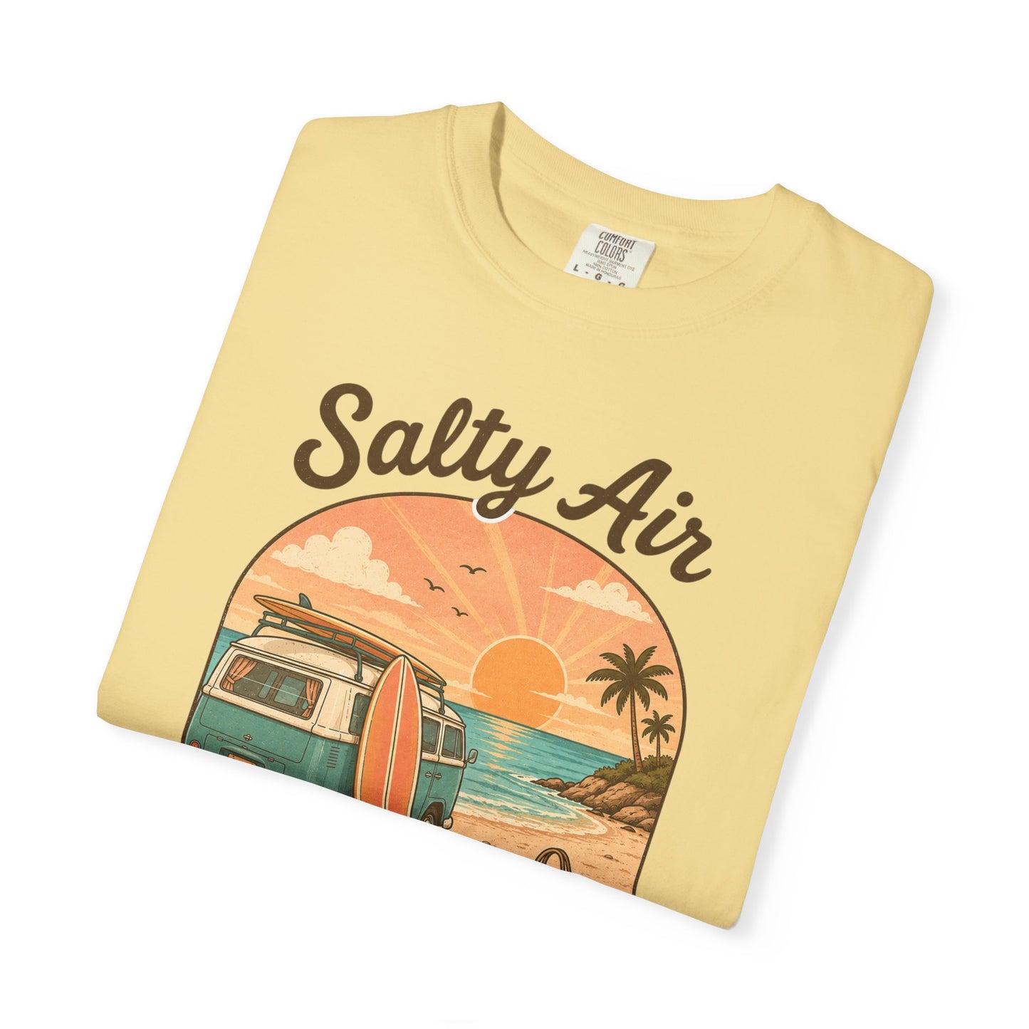 Salty Air Sunset State of Mind T-shirt | Vintage Surf Camper Beach Scene