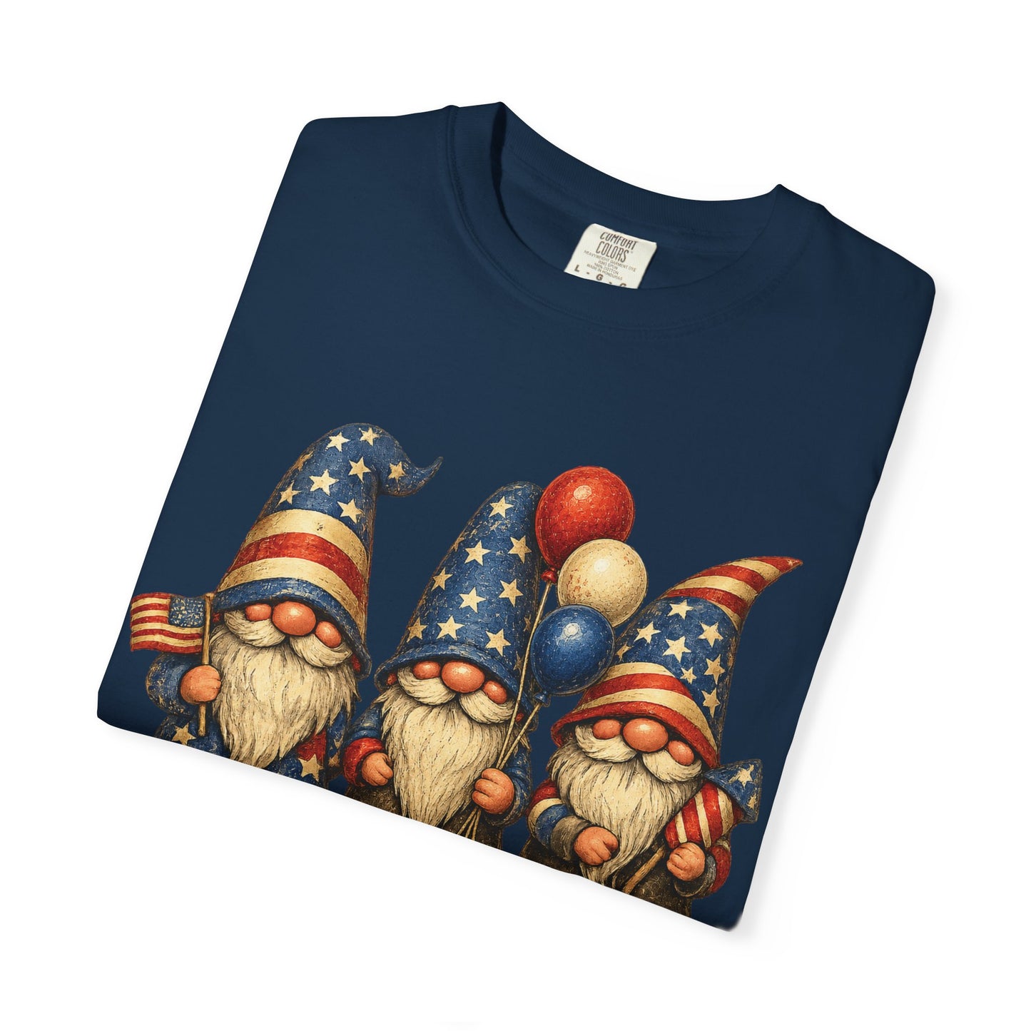 Patriotic Gnome Trio Comfort Colors T-shirt | American Flag Fourth of July
