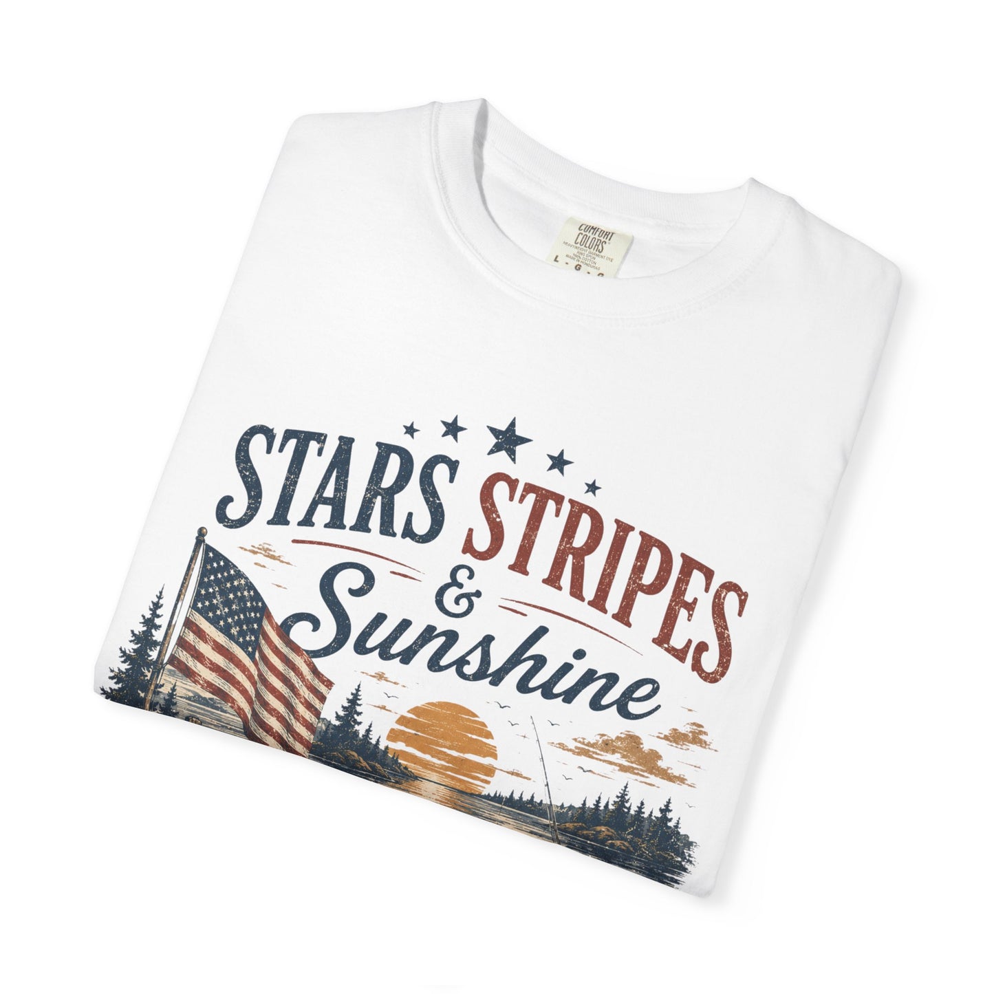Stars, Stripes & Sunshine T-Shirt Vintage American Lake Cabin Tee