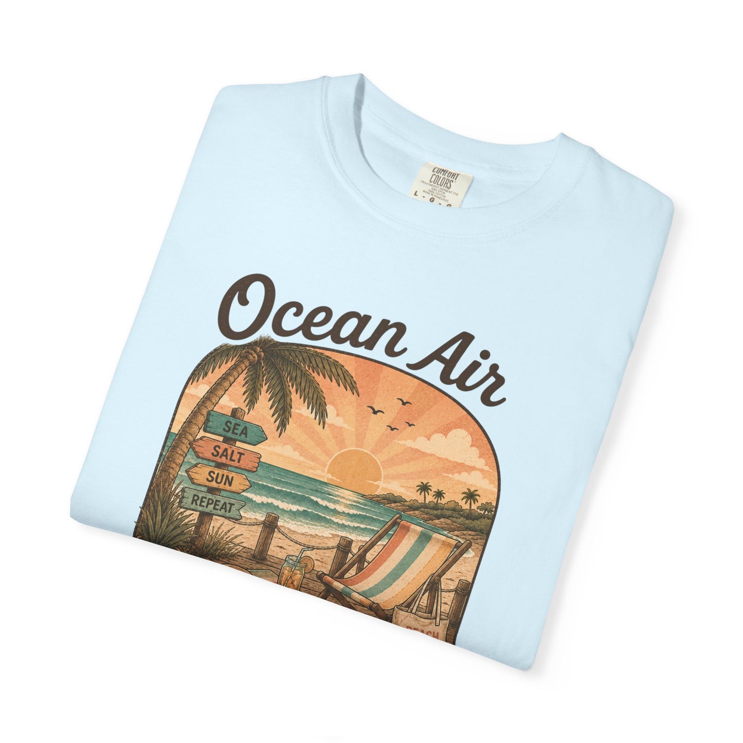 Ocean Air No Worries T-Shirt | Beach Sunset Surf Scene