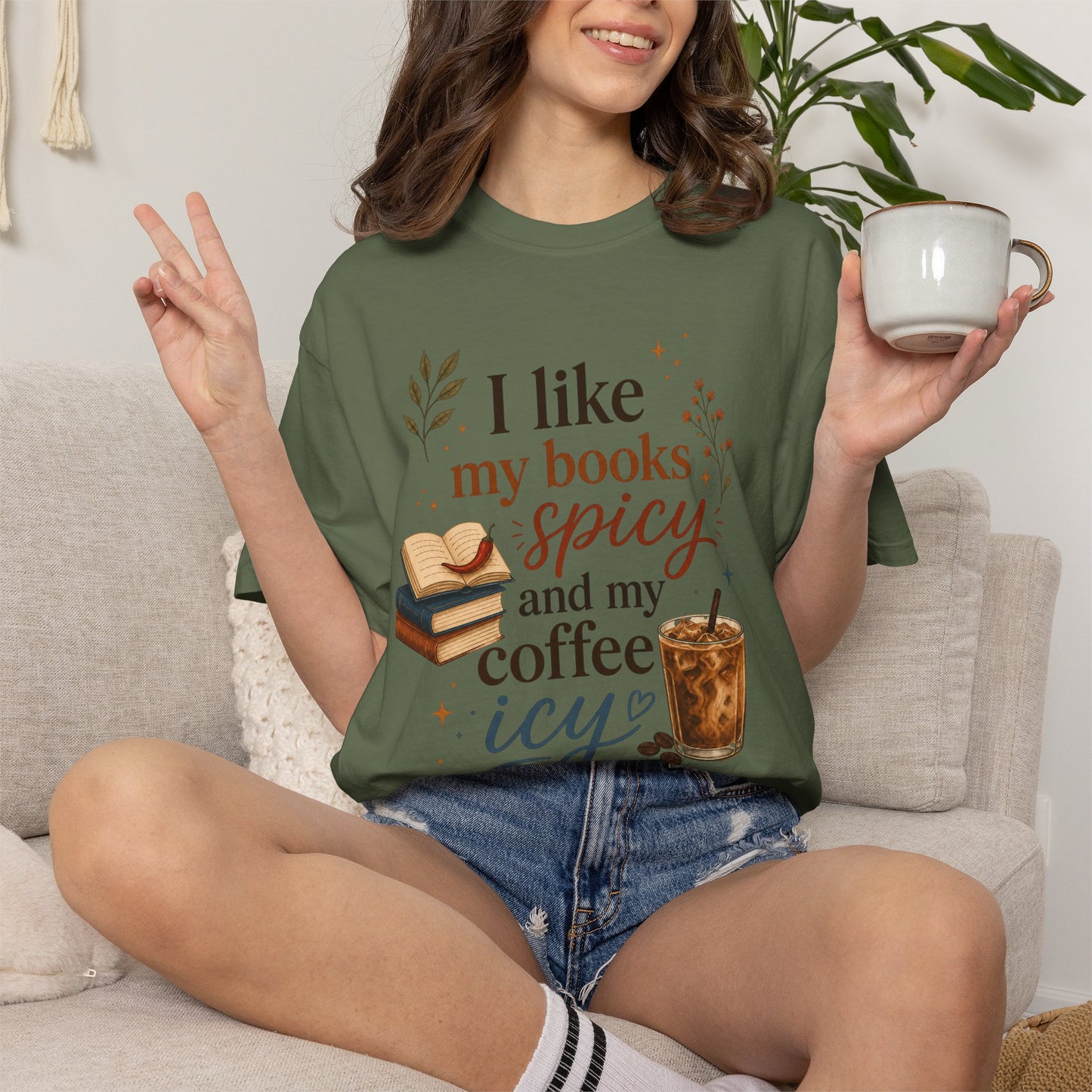 I Like My Books Spicy and My Coffee Icy Shirt, Smut Reader Tee, Romance Reader Gift, Book Lover Tee