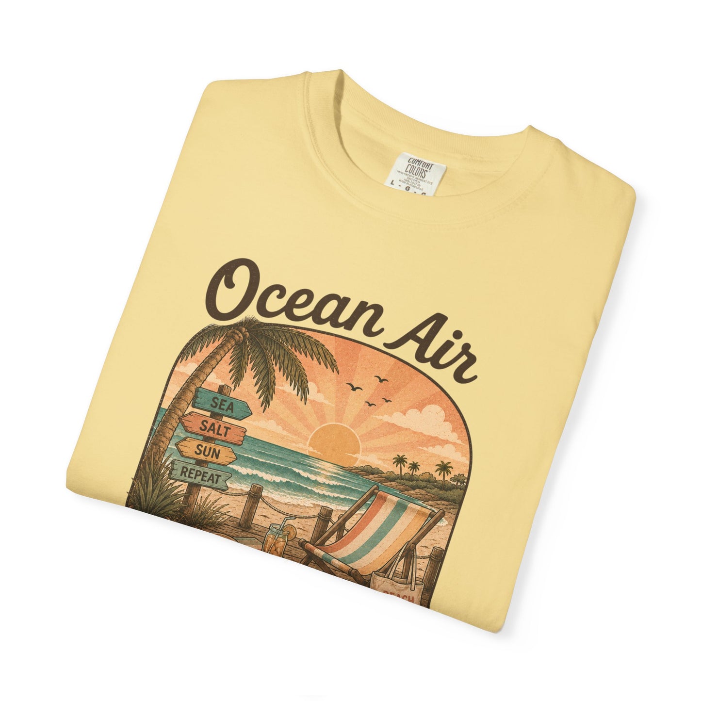 Ocean Air No Worries T-Shirt | Beach Sunset Surf Scene