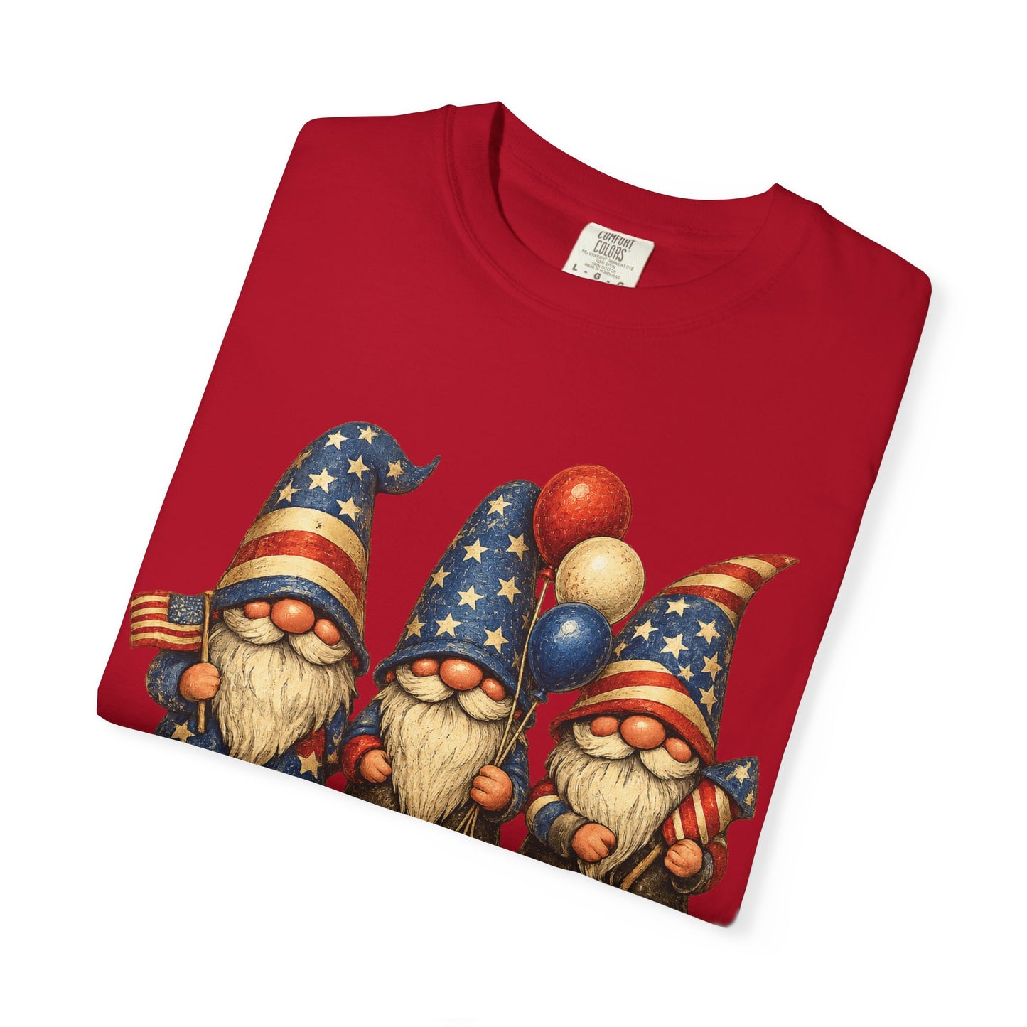 Patriotic Gnome Trio Comfort Colors T-shirt | American Flag Fourth of July