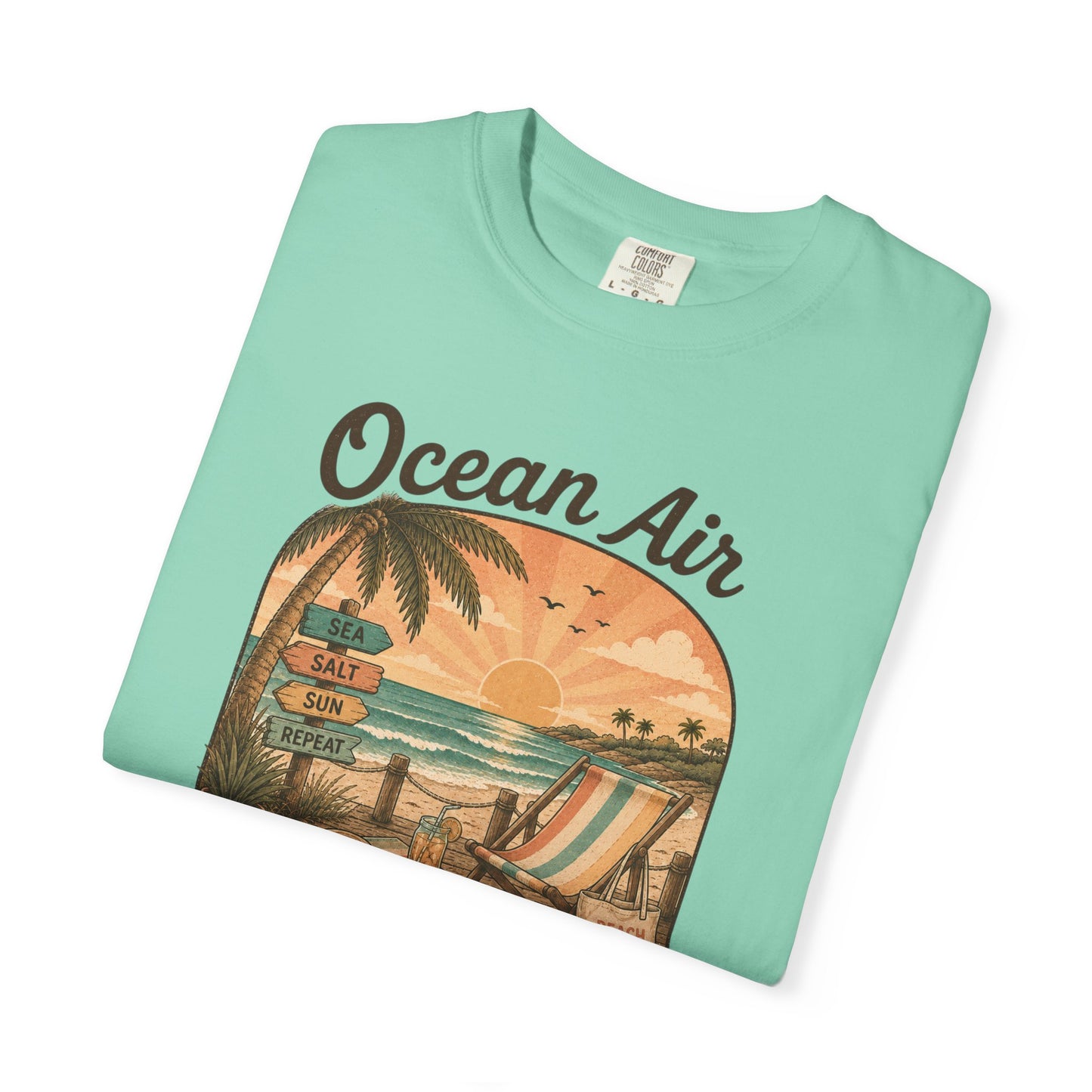 Ocean Air No Worries T-Shirt | Beach Sunset Surf Scene