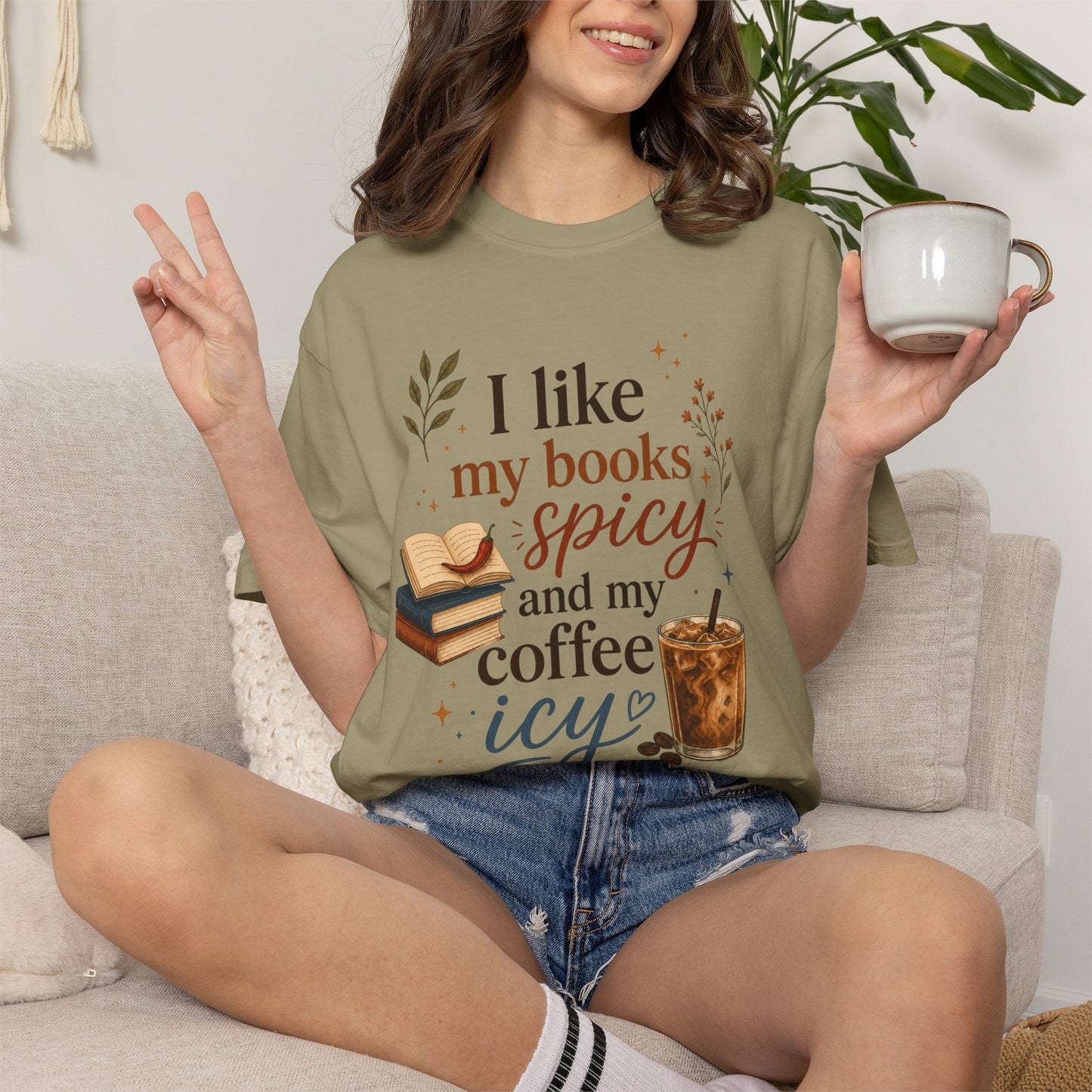 I Like My Books Spicy and My Coffee Icy Shirt, Smut Reader Tee, Romance Reader Gift, Book Lover Tee
