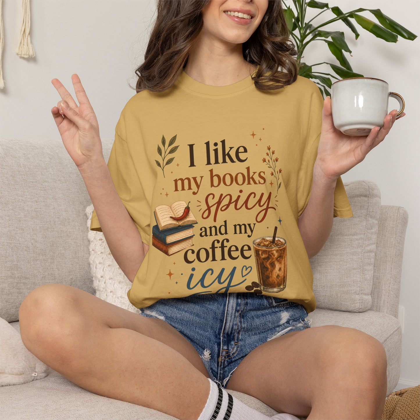 I Like My Books Spicy and My Coffee Icy Shirt, Smut Reader Tee, Romance Reader Gift, Book Lover Tee