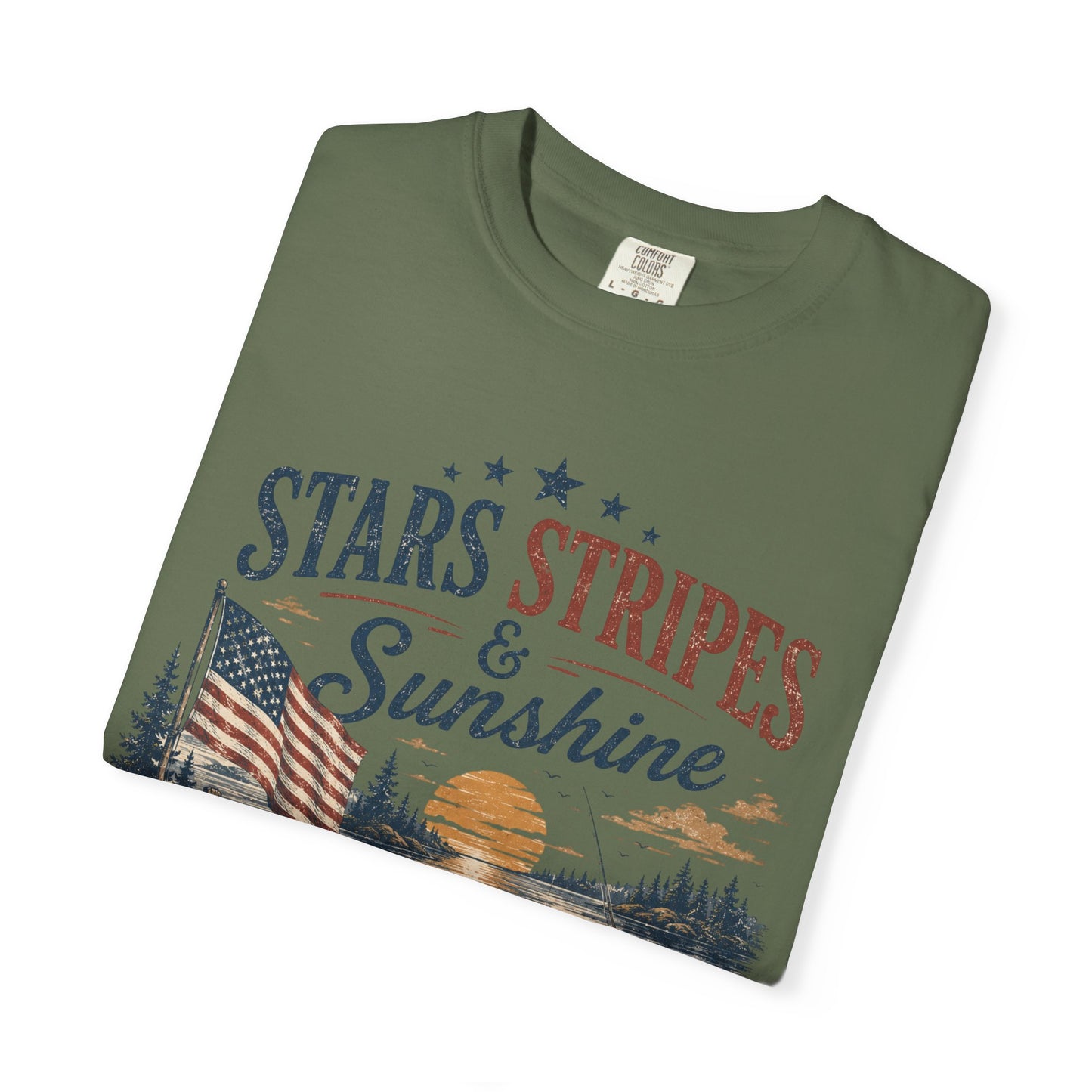 Stars, Stripes & Sunshine T-Shirt Vintage American Lake Cabin Tee